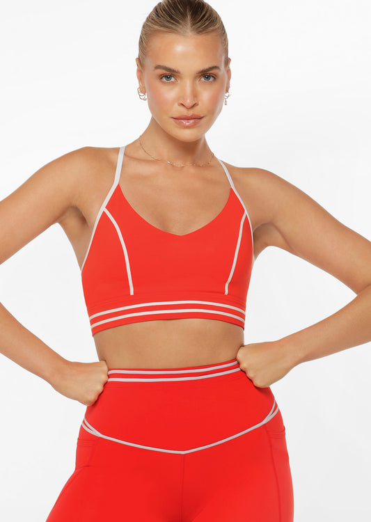 Lorna Jane Fast Pace Recycled Sports Bra - Hot Tomato