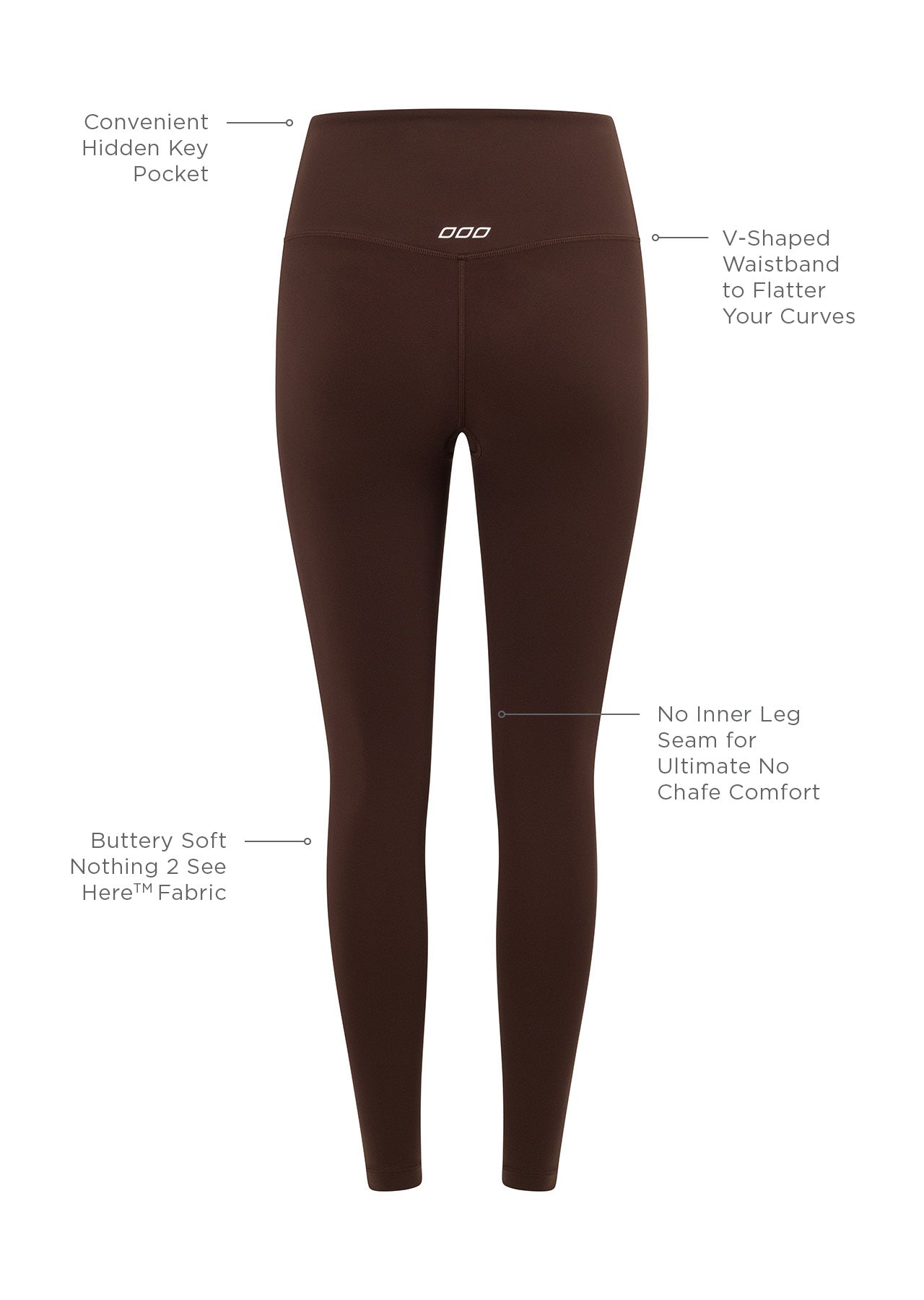 Lorna Jane Lotus No Chafe Ankle Biter Leggings - Espresso