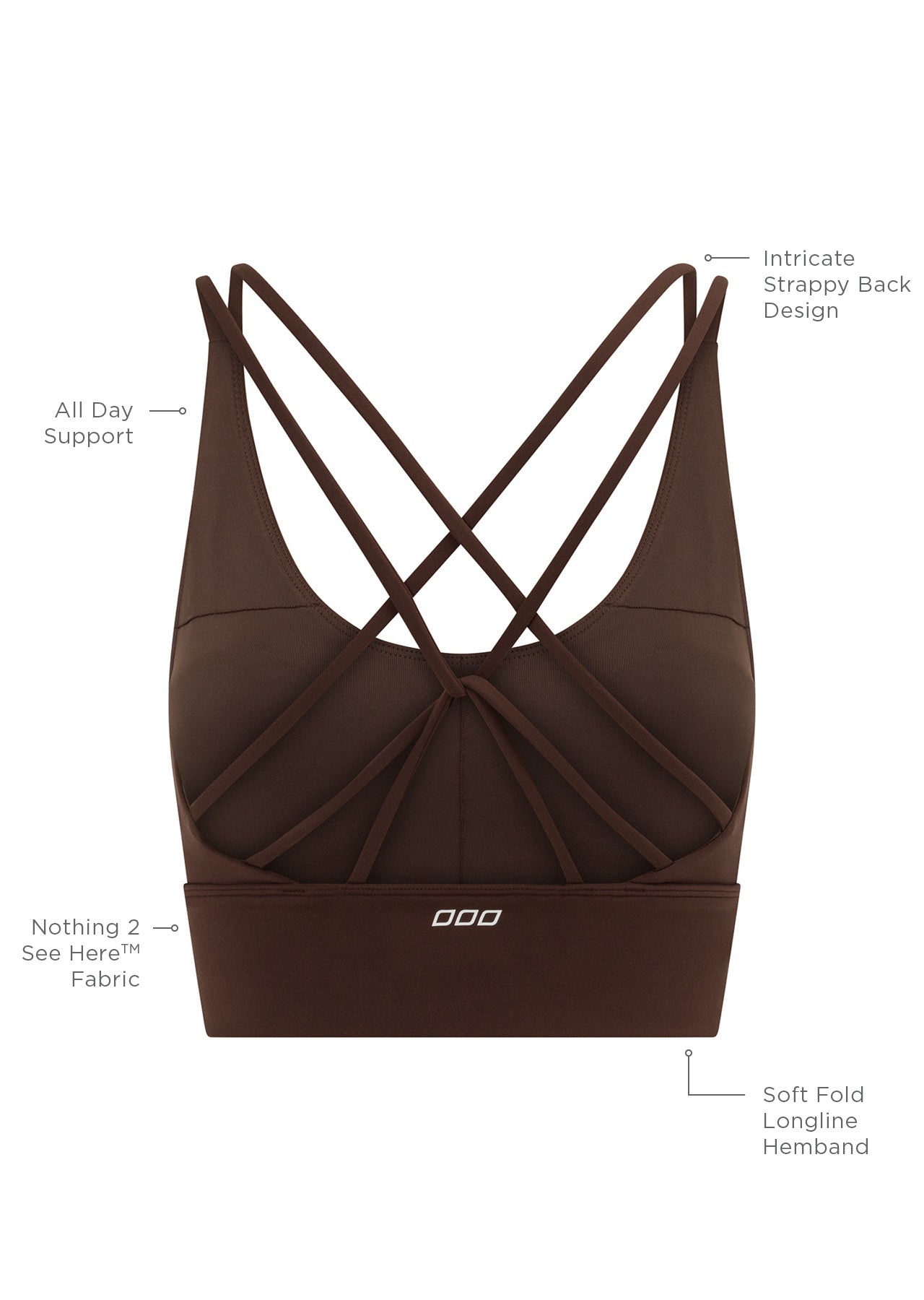 Lorna Jane Lotus Longline Sports Bra - Espresso