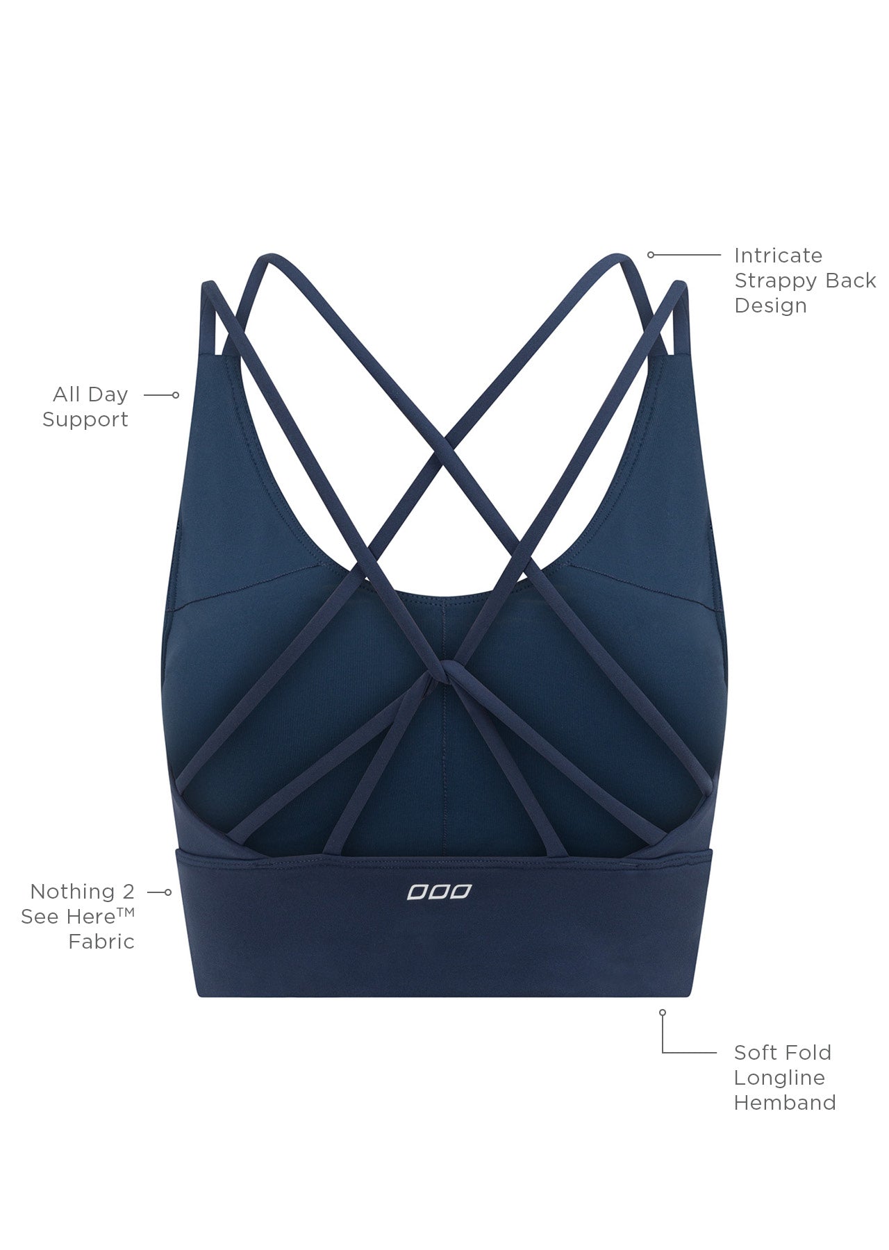 Lorna Jane Lotus Longline Sports Bra - Night Time Blue