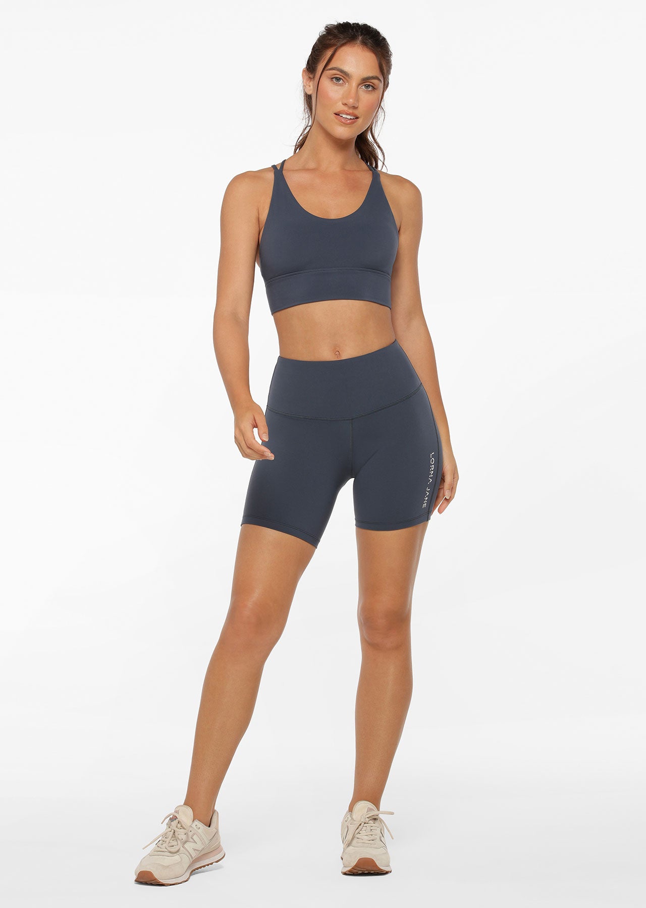 Lorna Jane Lotus No Chafe 16cm Bike Shorts - Night Time Blue