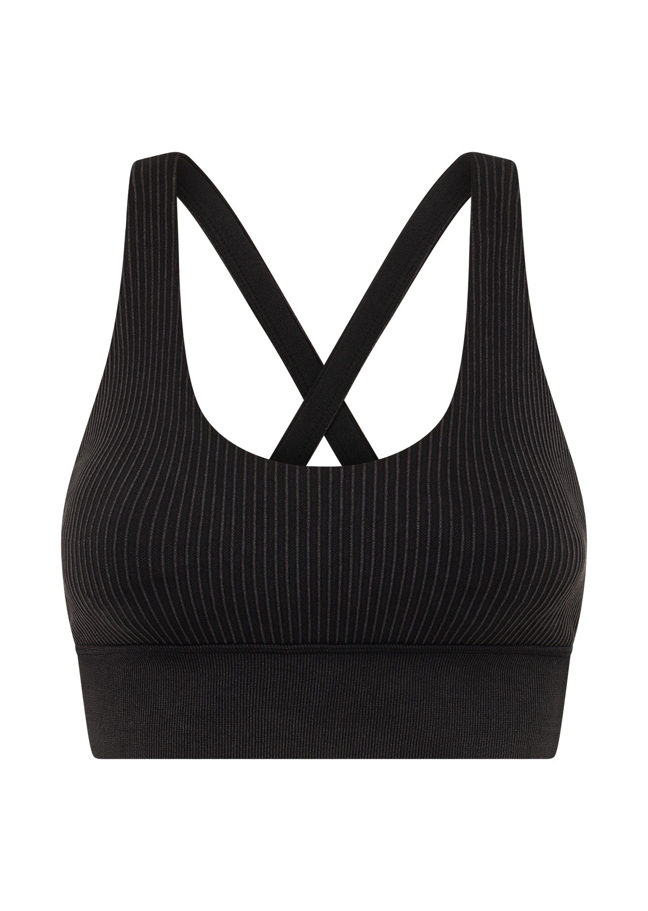 Lorna Jane It Girl Wide Rib Seamless Sports Bra - Washed Black