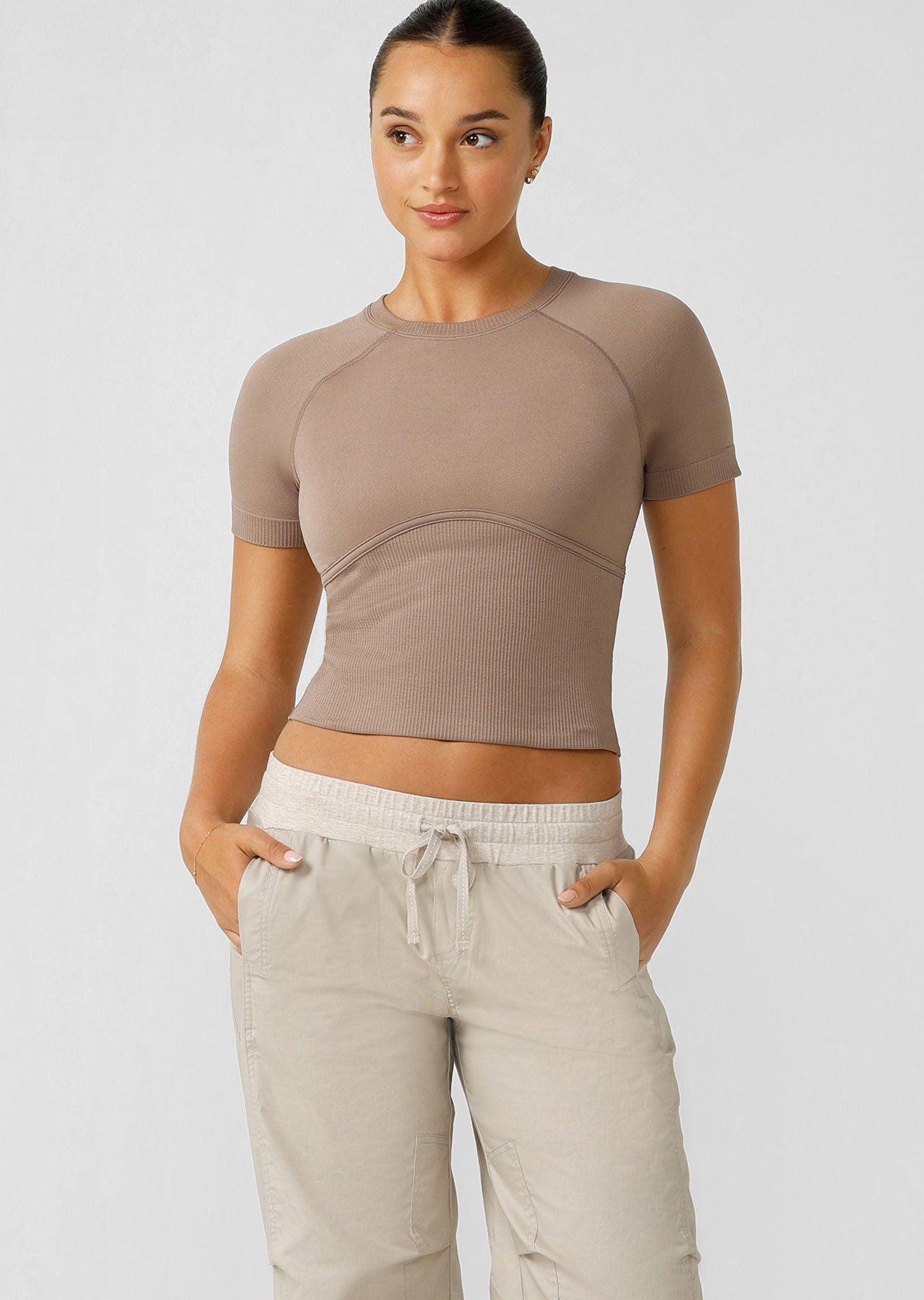 Lorna Jane Seamless Contour Short Sleeve Top - Bone