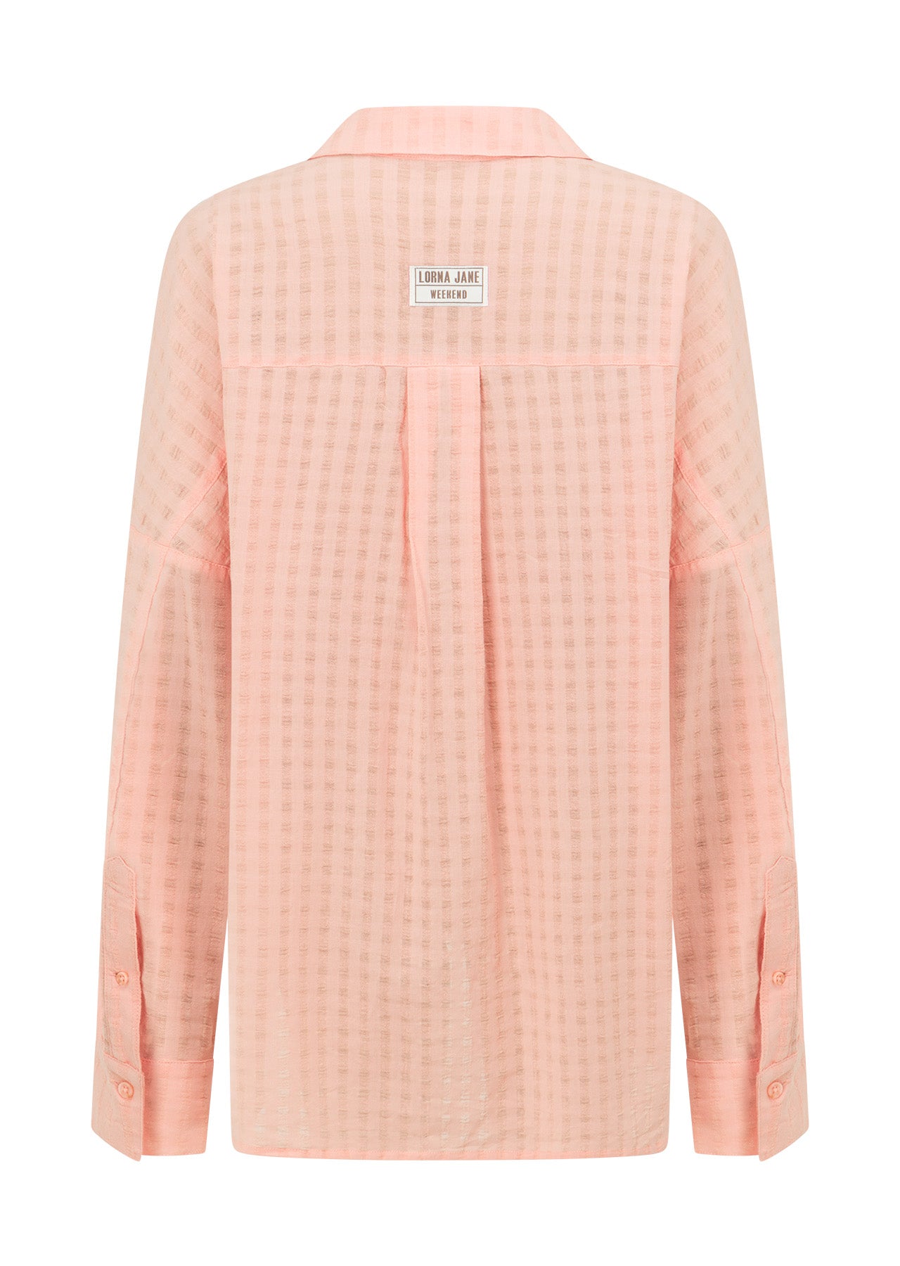 Lorna Jane Summer Stripe Textured Shirt - Peach