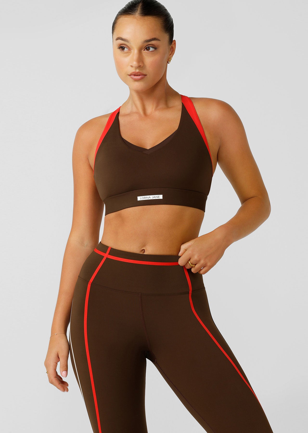 Lorna Jane Keep Your Cool Sports Bra - Espresso Multi