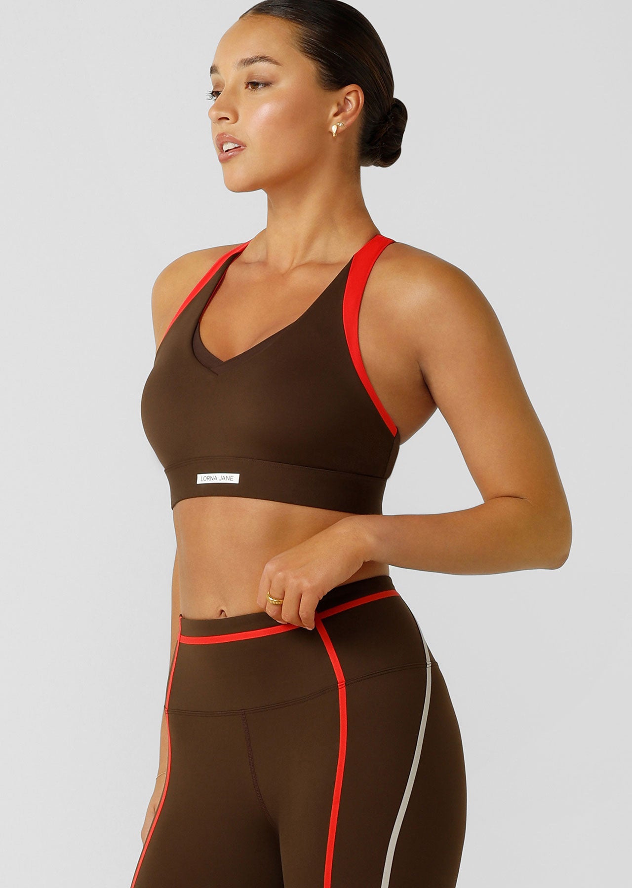 Lorna Jane Keep Your Cool Sports Bra - Espresso Multi