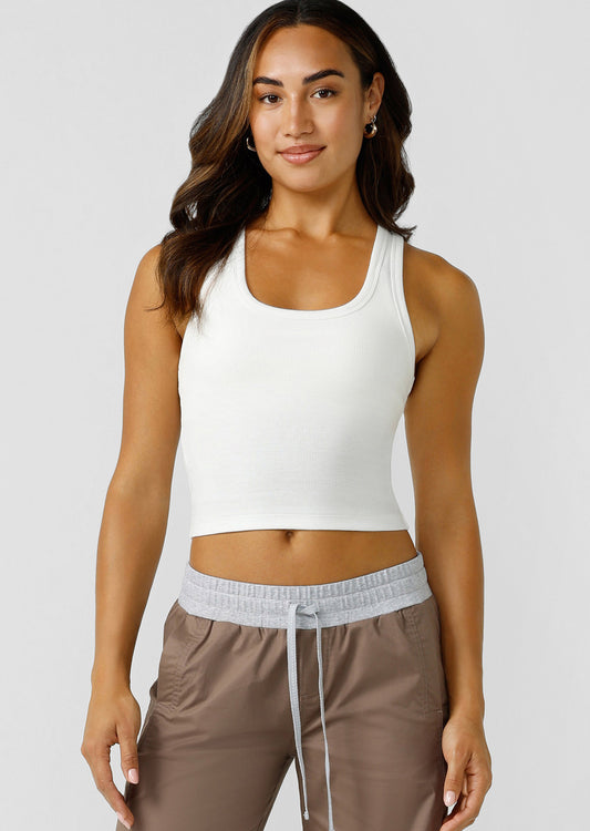 Lorna Jane Scoop Neck Essential Rib Tank - Porcelain