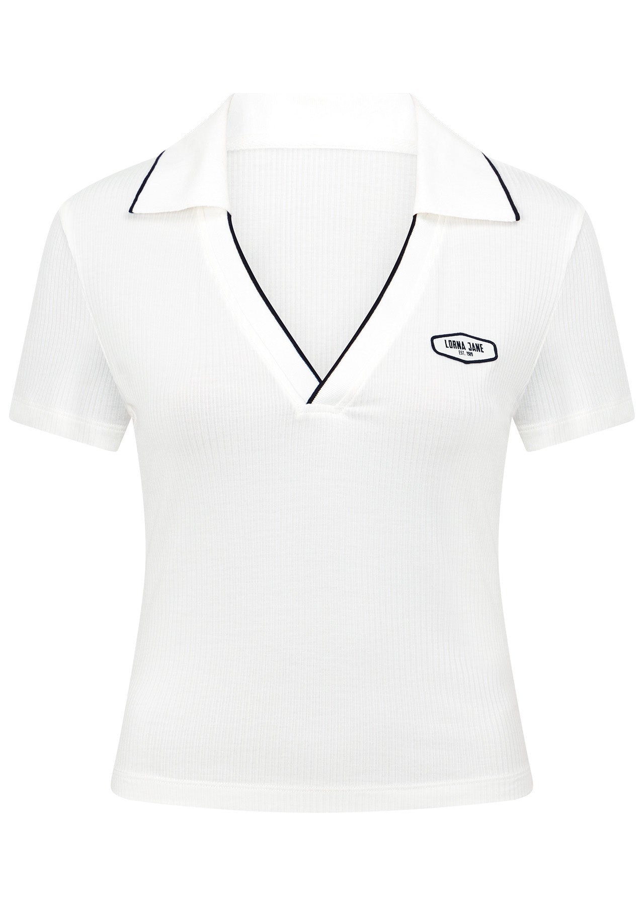 Lorna Jane Courtside Cropped Polo - Porcelain