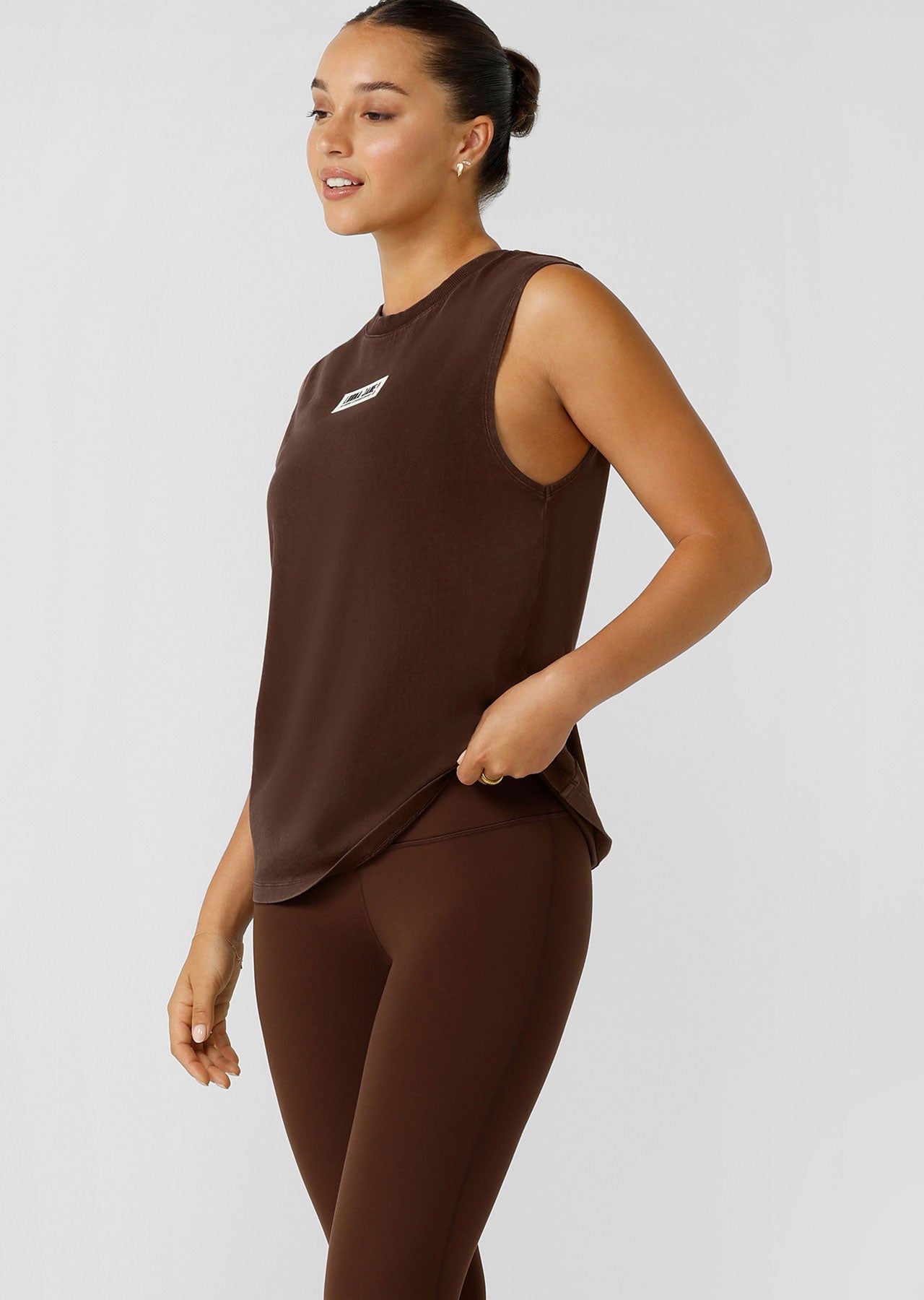 Lorna Jane Conquer Washed Muscle Tank - Washed Espresso