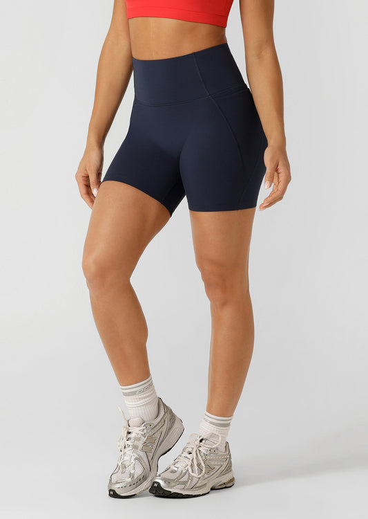 Lorna Jane Hi-Fold No Ride 14cm Bike Shorts - Imperial Blue