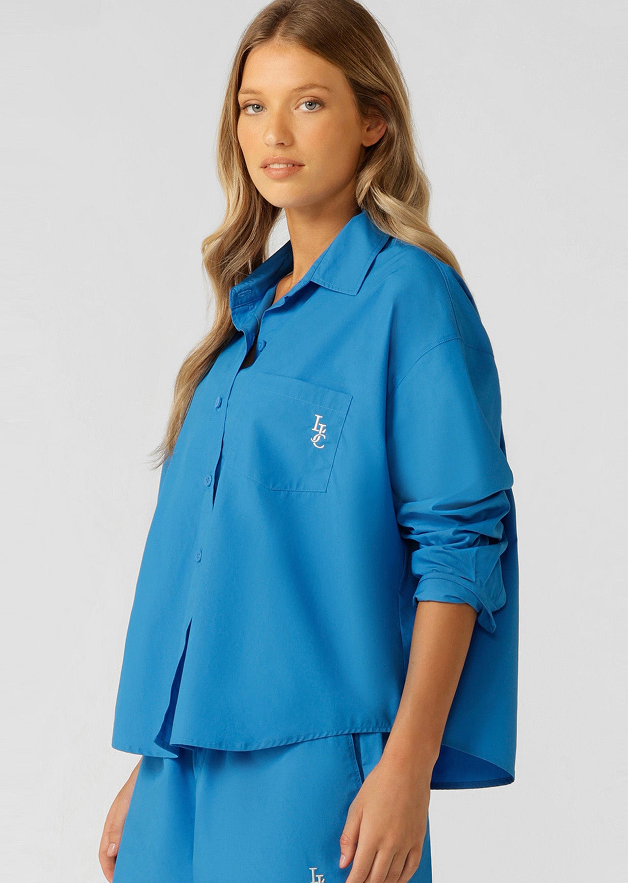 Lorna Jane One-and-Go-Button Up Shirt - Cornflower