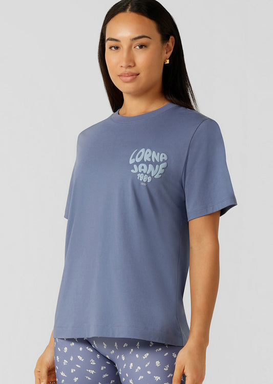 Lorna Jane Never Give Up Relaxed T-shirt - Misty Blue