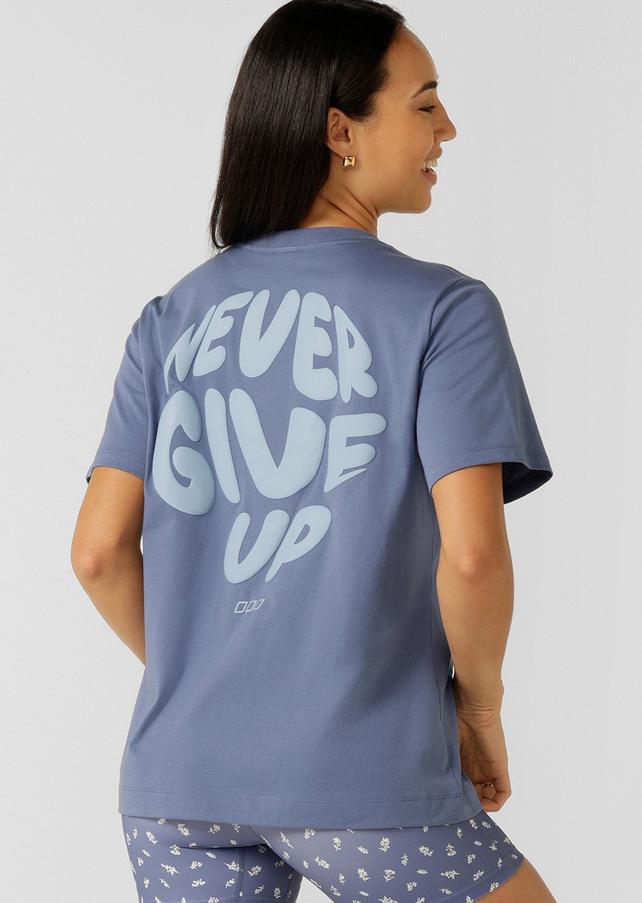 Lorna Jane Never Give Up Relaxed T-shirt - Misty Blue