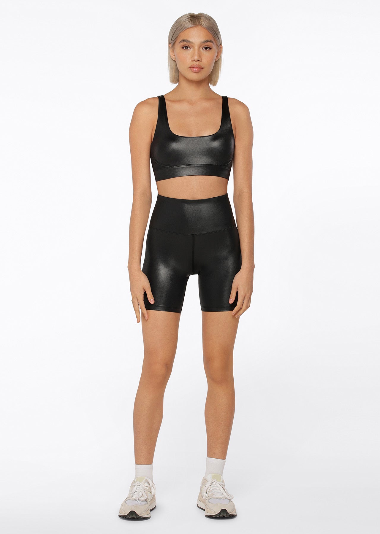 Lorna Jane Wet Look Bike Shorts - Black