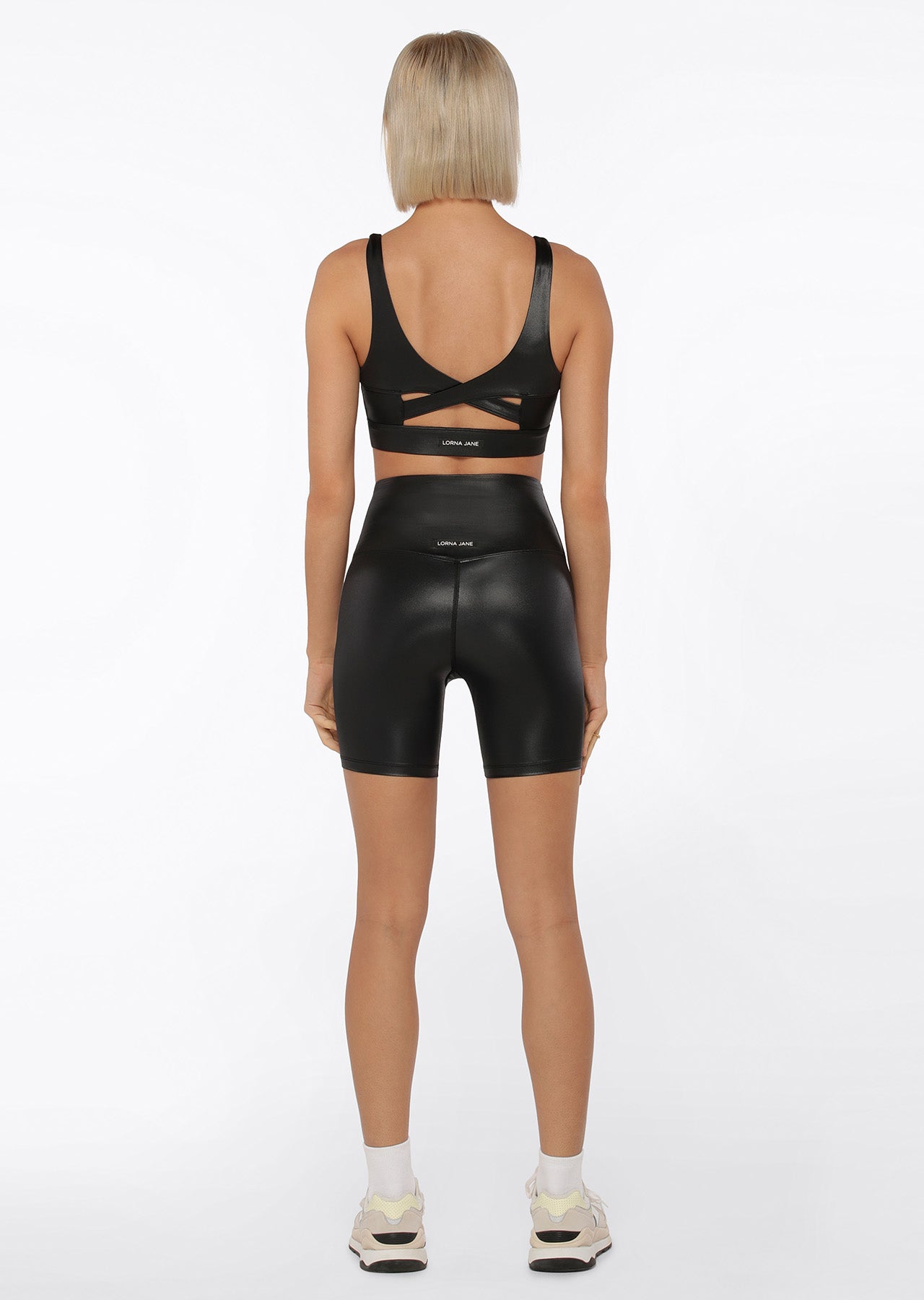 Lorna Jane Wet Look Bike Shorts - Black