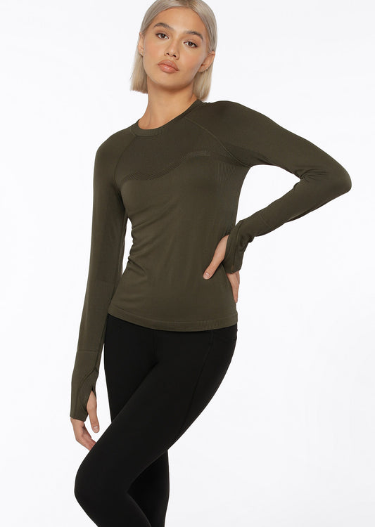 Lorna Jane Dynamic Seamless Long Sleeve Top - Luxury Green