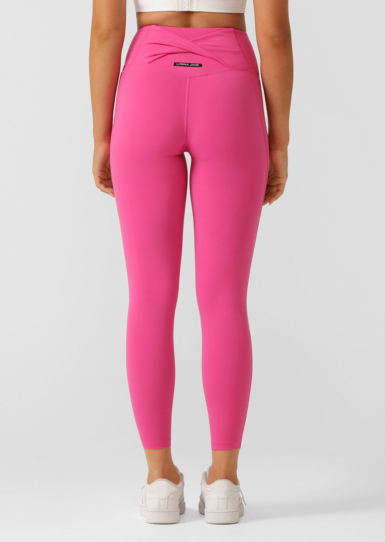 Lorna Jane Twist It No Chafe Pocket Ankle Biter Leggings - Bright Pink