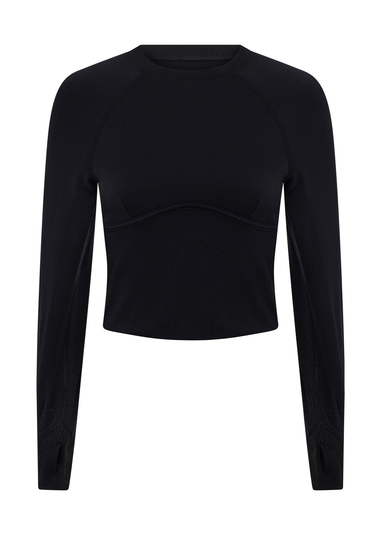Lorna Jane Seamless Contour Cropped Long Sleeve Top - Black