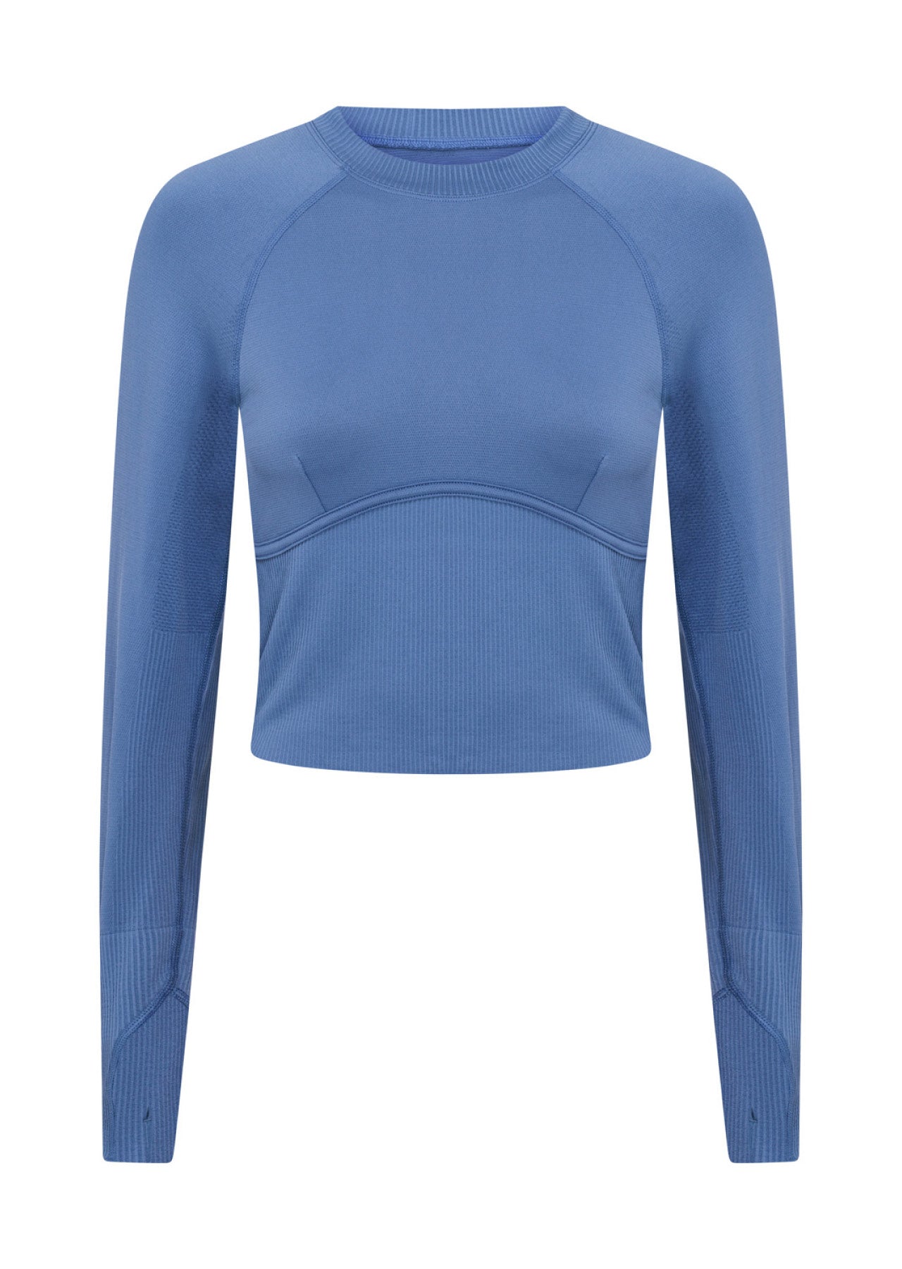 Lorna Jane Seamless Contour Cropped Long Sleeve Top - Misty Blue