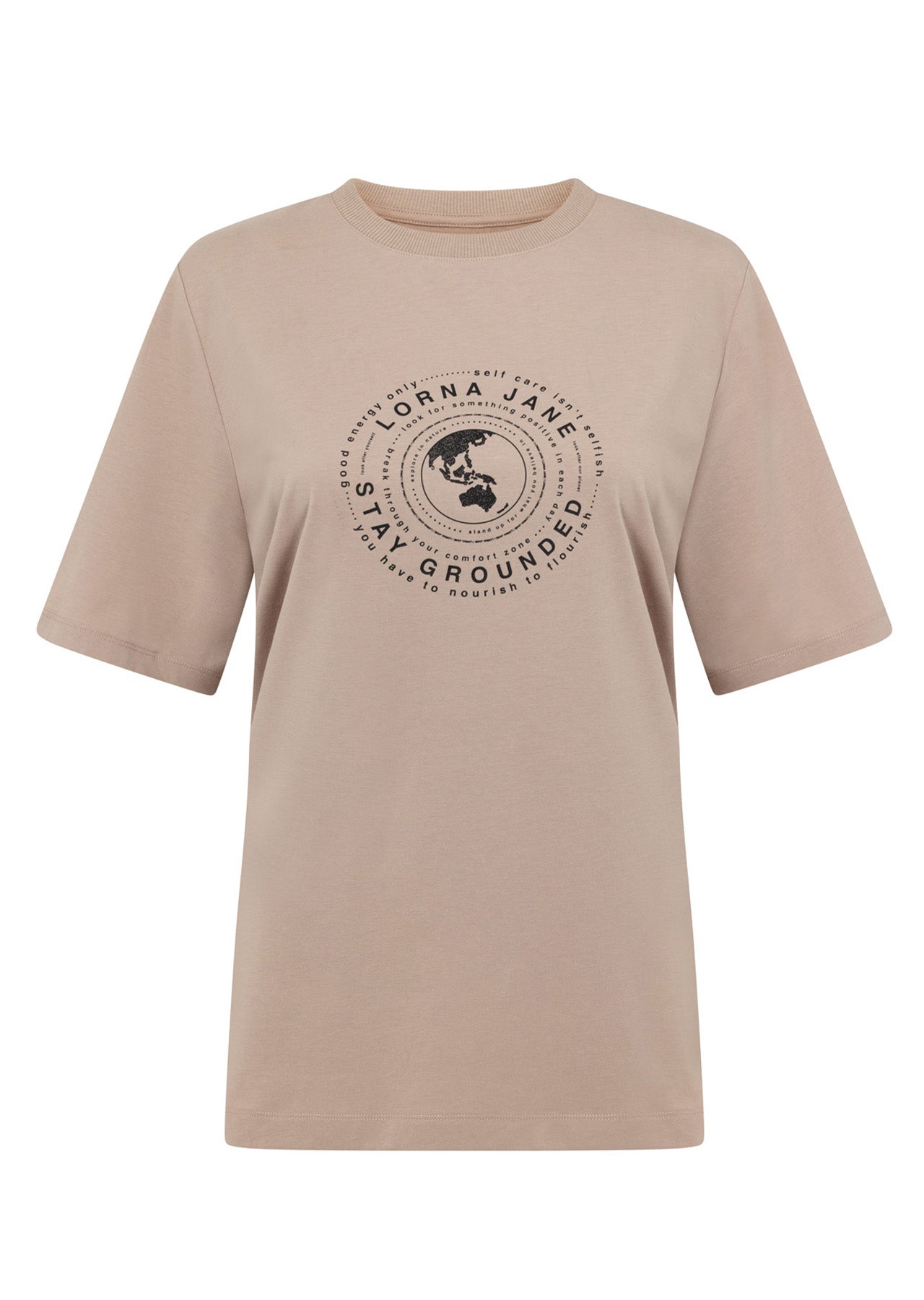 Lorna Jane Stay Grounded Relaxed Tee - Dark Off White