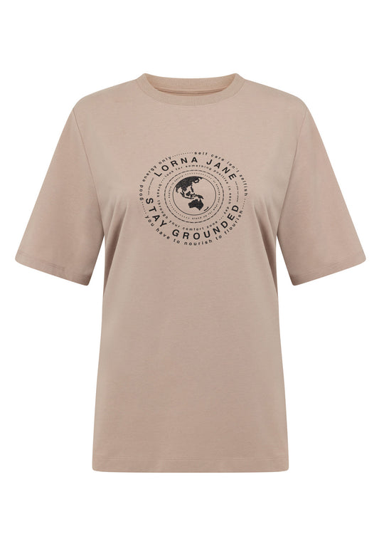 Lorna Jane Stay Grounded Relaxed Tee - Dark Off White