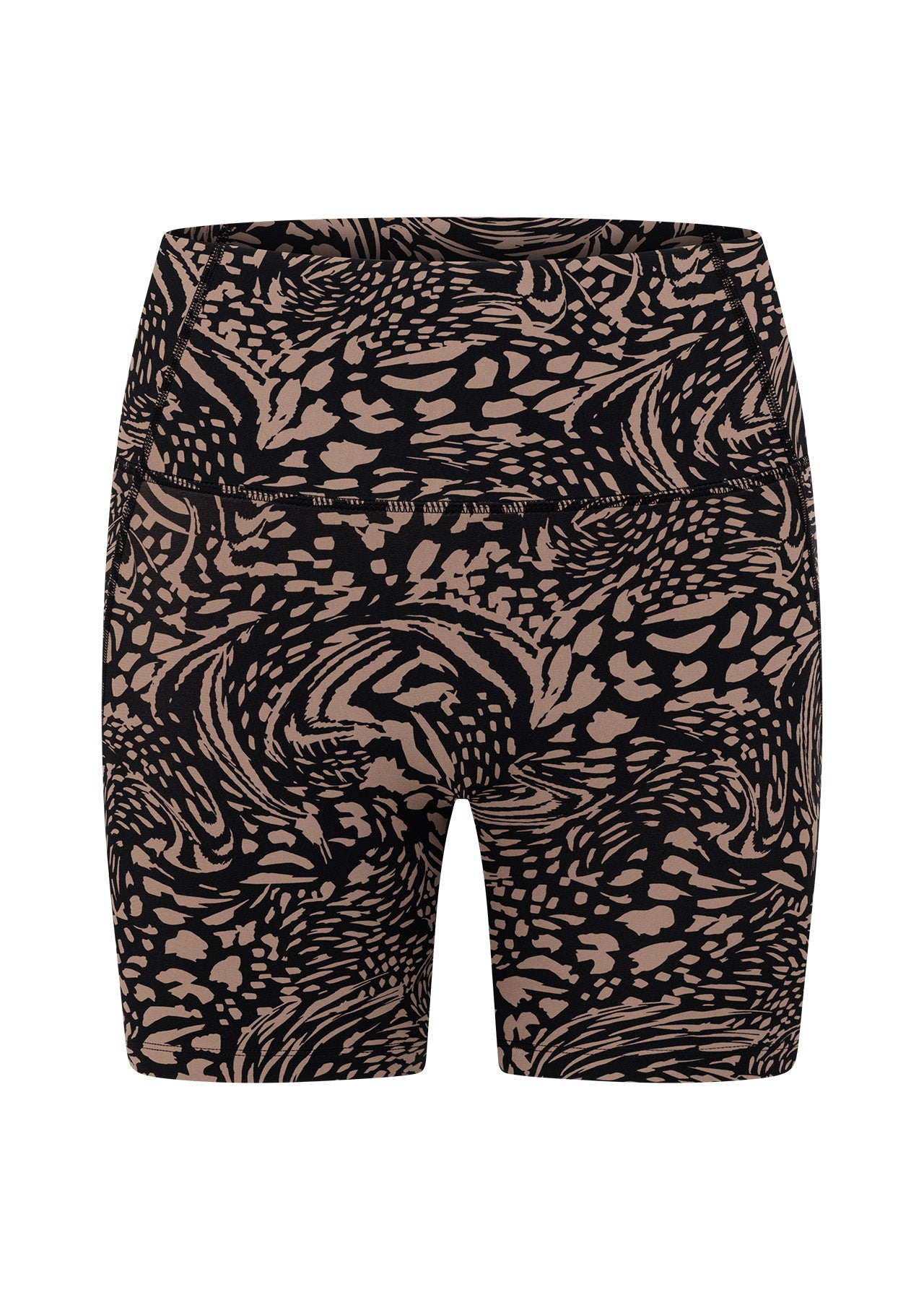 Lorna Jane Oasis Hi-Fold No Ride Pocket Bike Shorts - Neutral Abstract Print