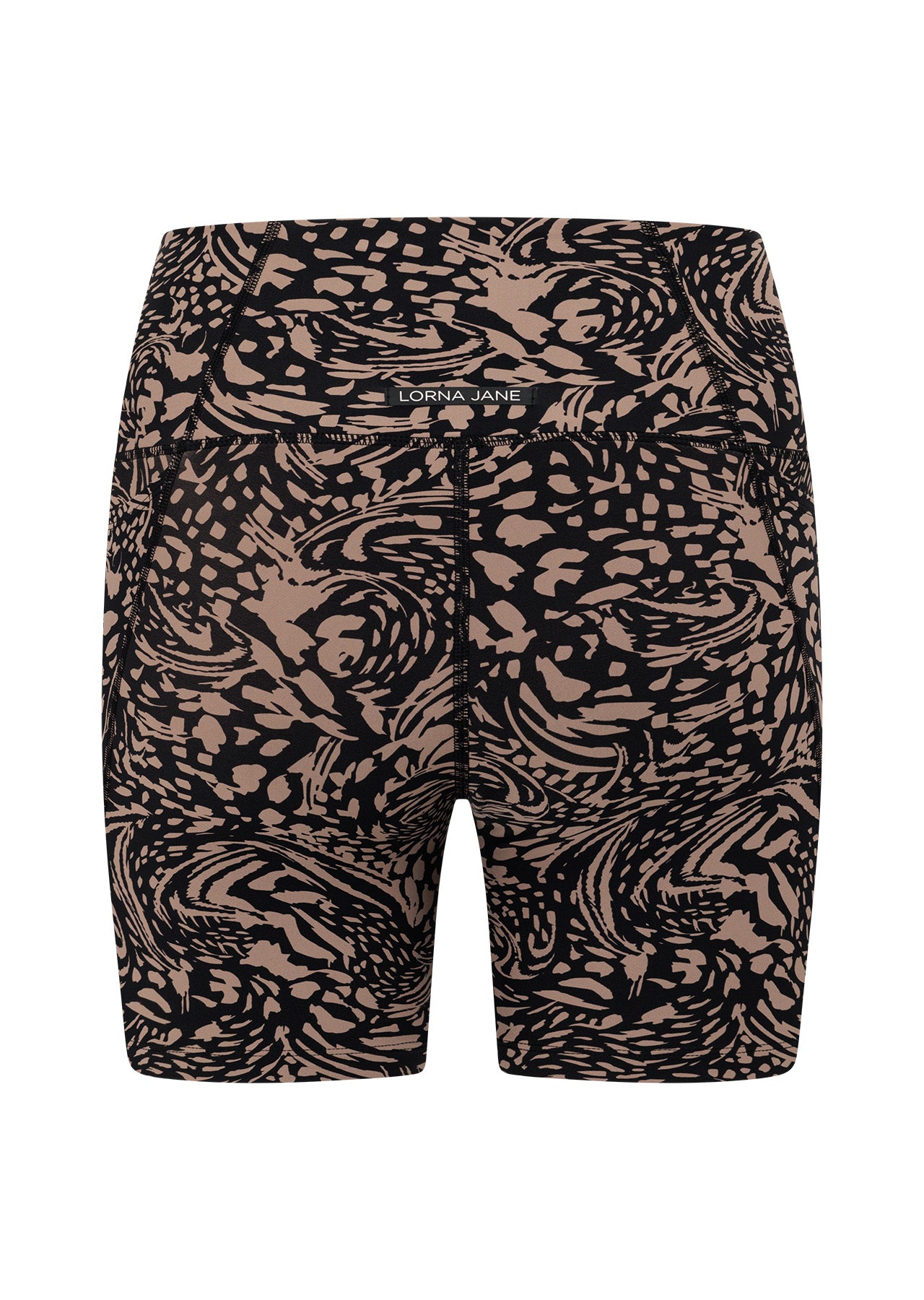 Lorna Jane Oasis Hi-Fold No Ride Pocket Bike Shorts - Neutral Abstract Print