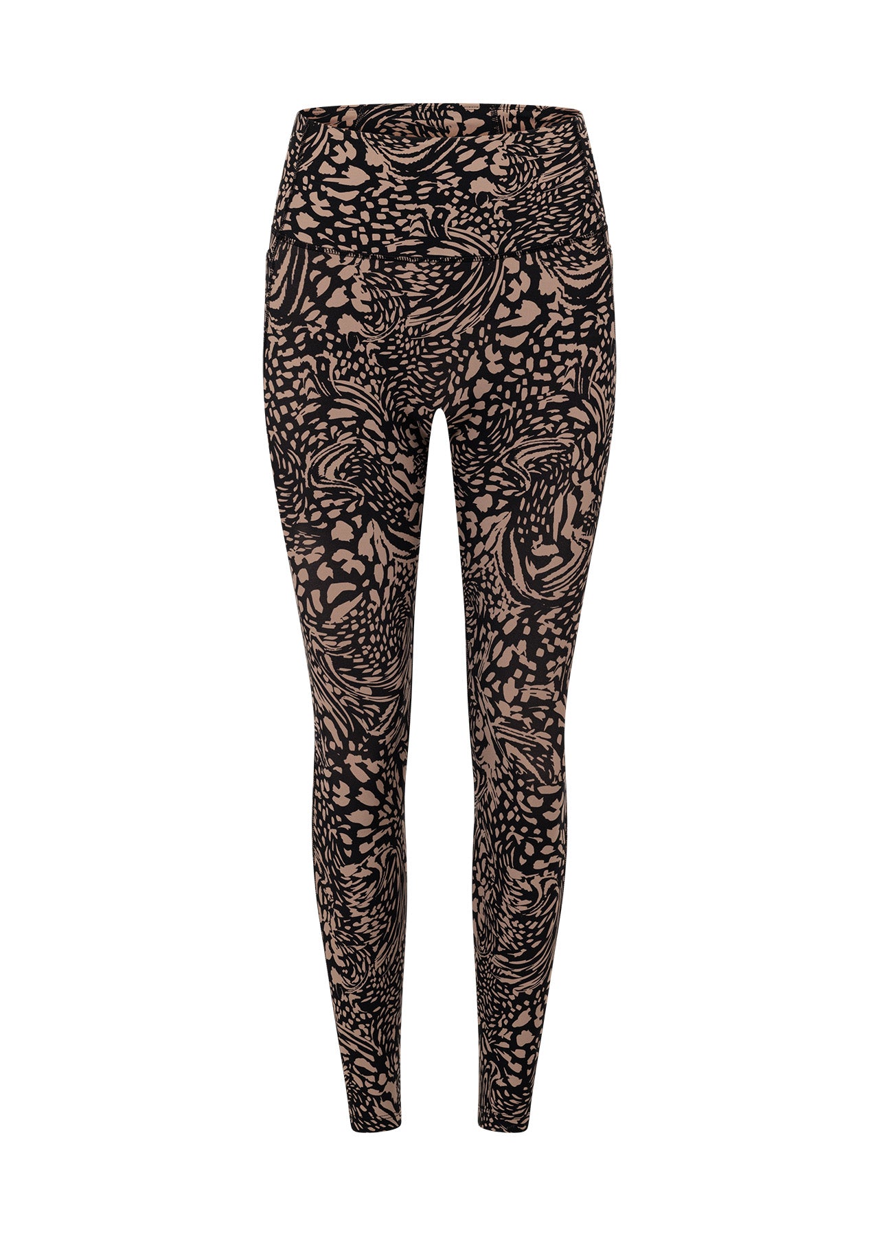 Lorna Jane Oasis Hi-Fold No Ride Pocket Ankle Biter Leggings - Neutral Abstract Print