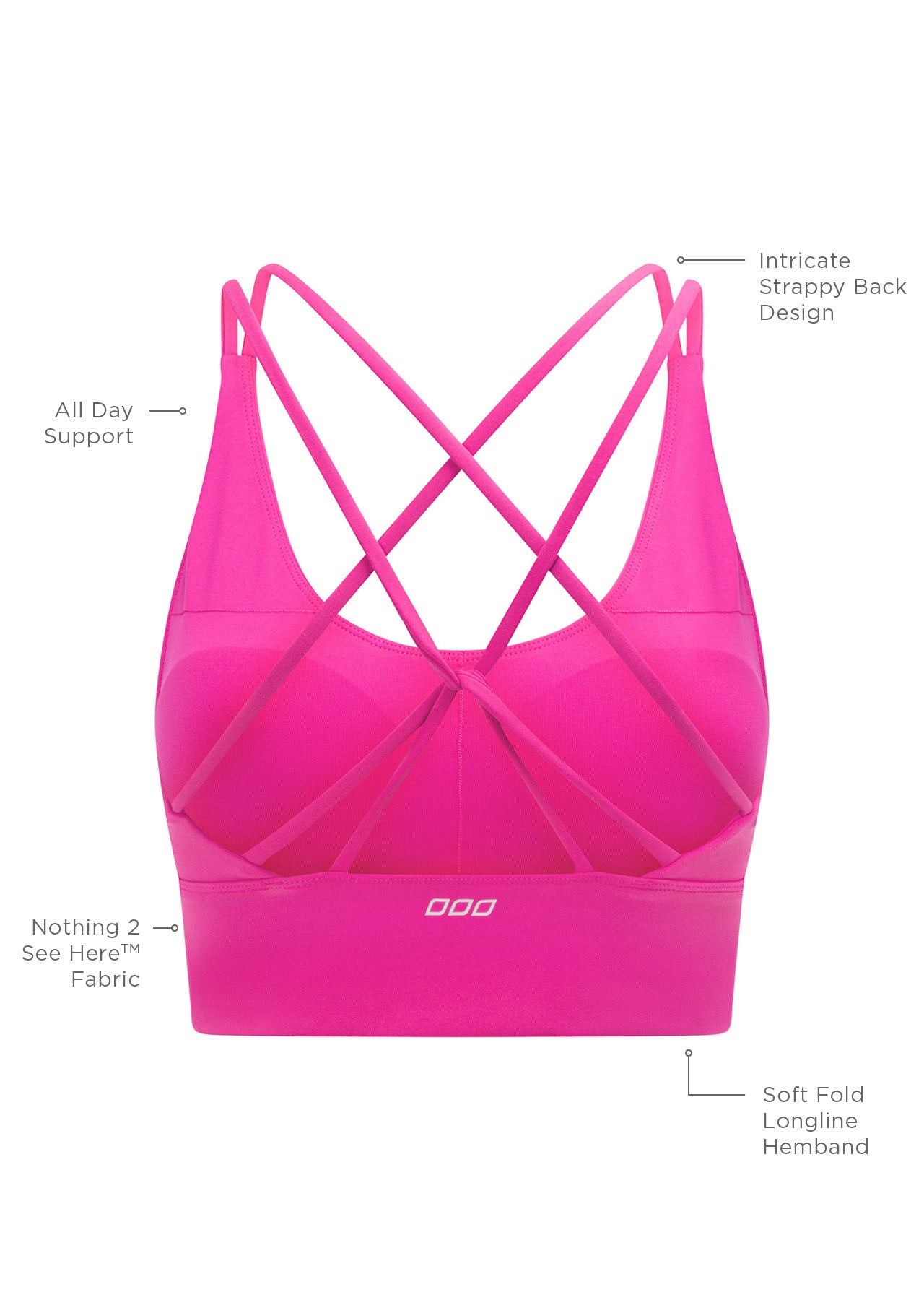 Lorna Jane Lotus Longline Sports Bra - Bright Pink