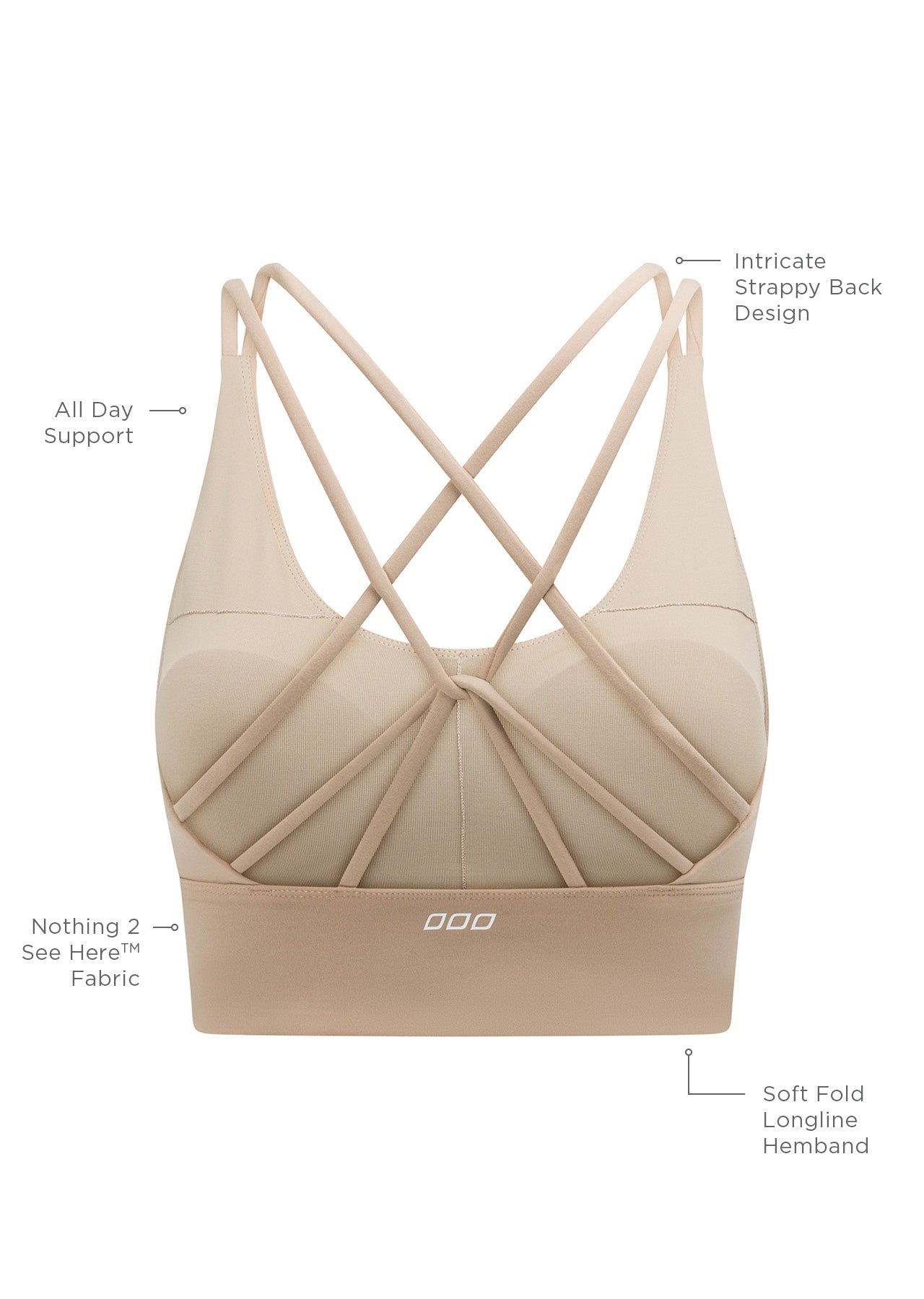 Lorna Jane Lotus Longline Sports Bra - Dark Off White