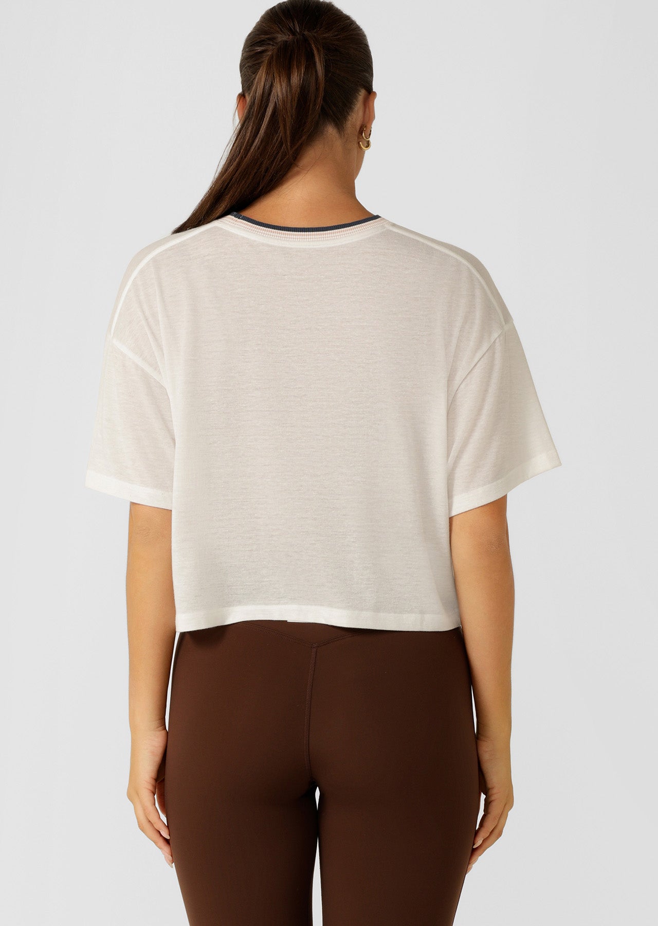 Lorna Jane Retro Cropped Tee - Porcelain