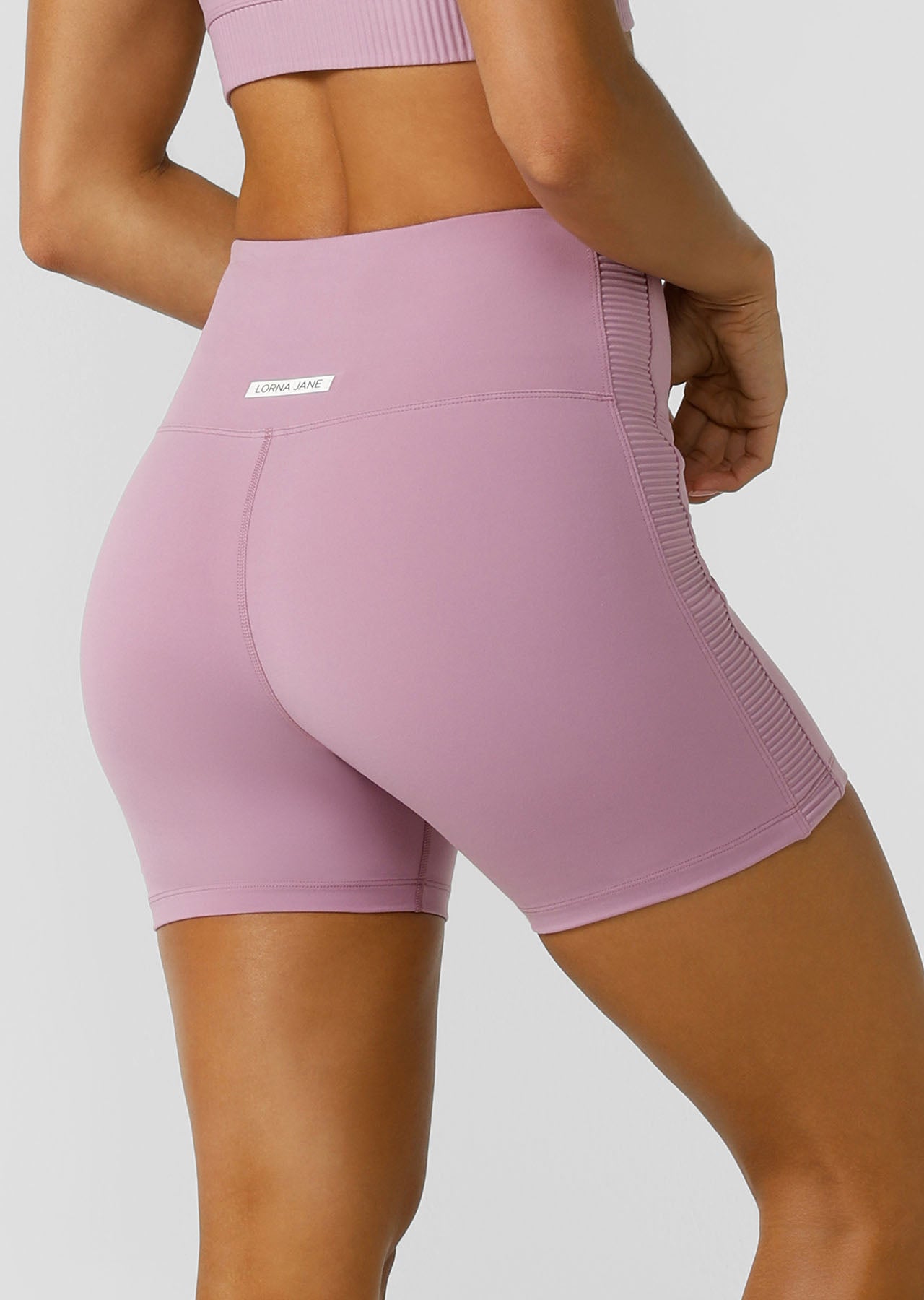 Lorna Jane Grande Rib 12cm Bike Shorts - New Orchid