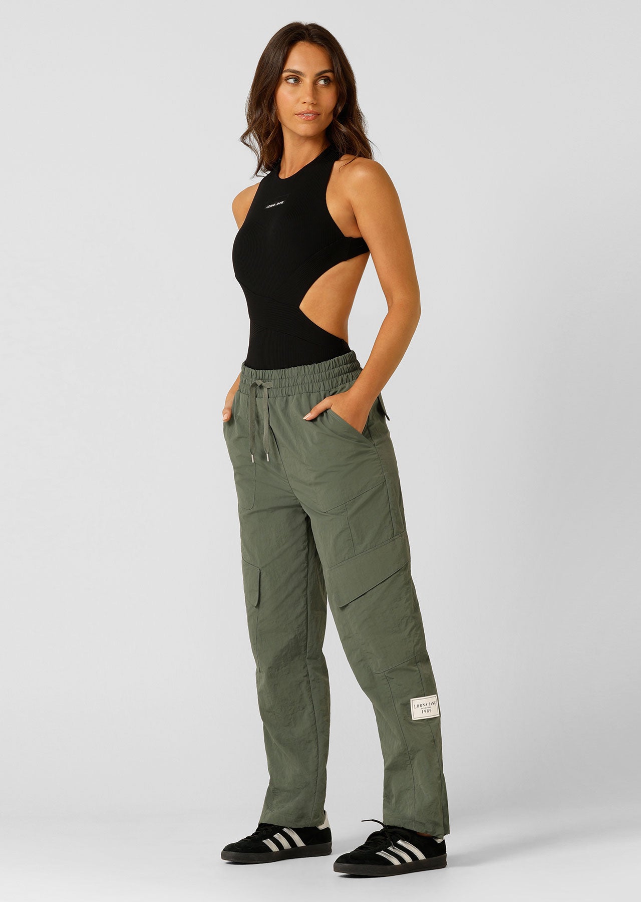 Lorna Jane Iconic Slim Cargo Pants - Agave Green