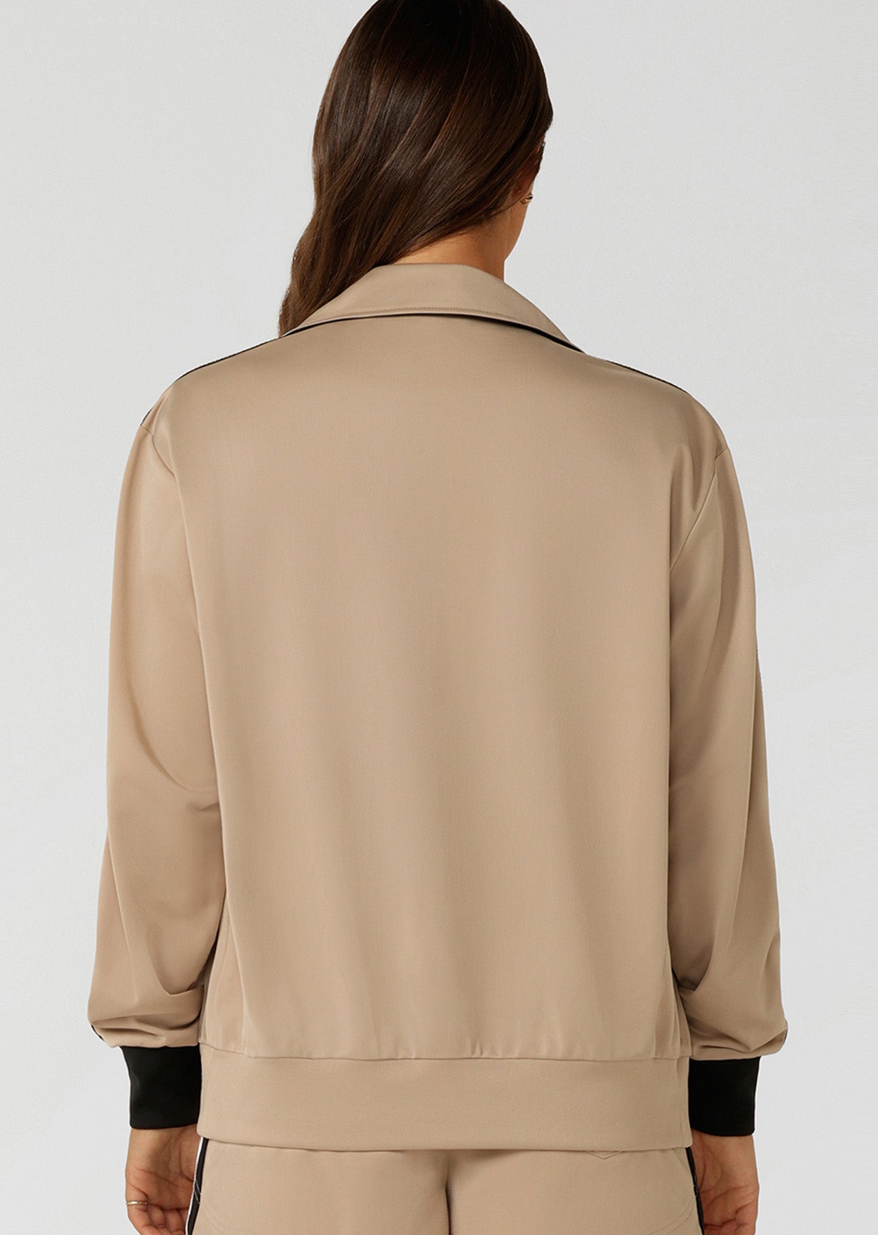 Lorna Jane Retro Track Zip Through Jacket - Latte