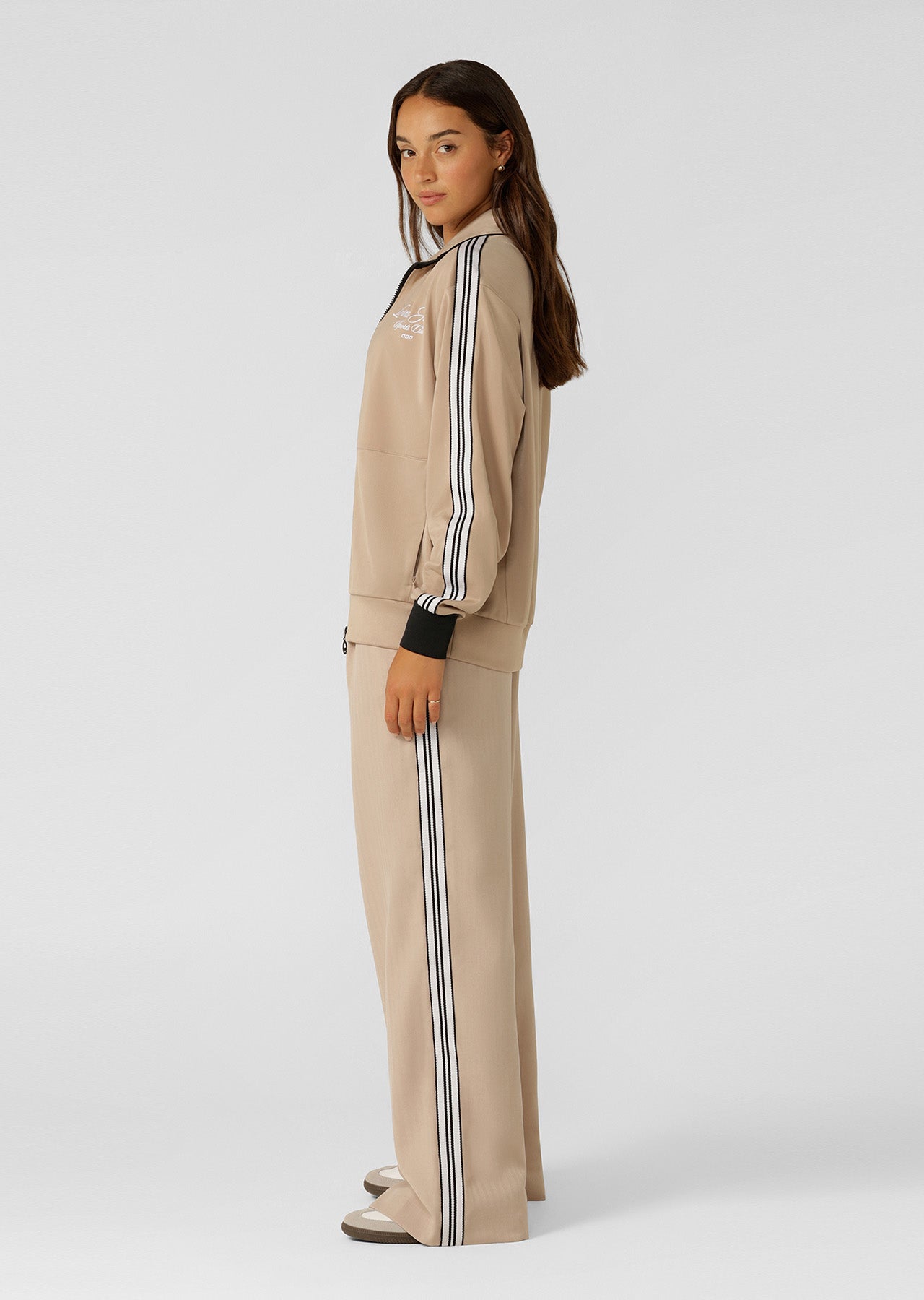 Lorna Jane Retro Track Zip Through Jacket - Latte