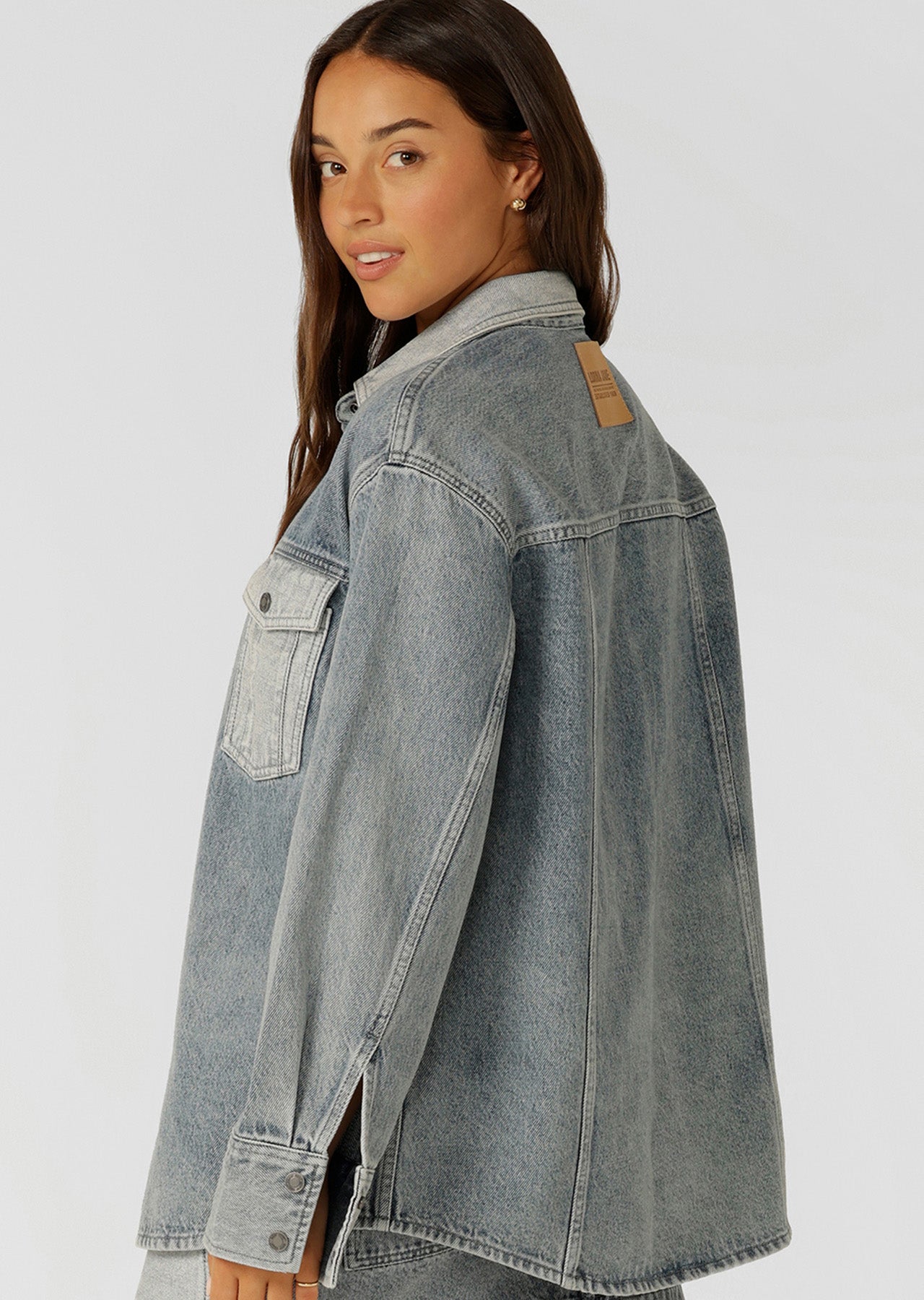 Lorna Jane Two Tone Denim Utility Jacket - Washed Denim