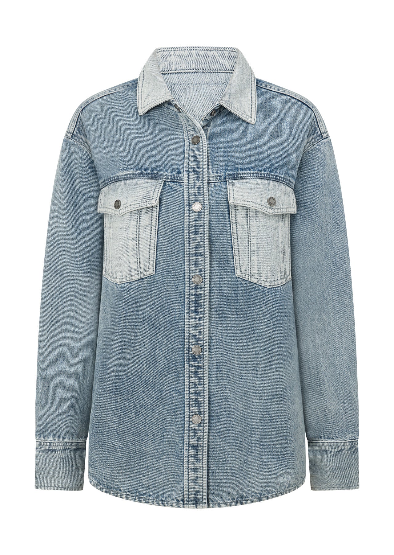 Lorna Jane Two Tone Denim Utility Jacket - Washed Denim