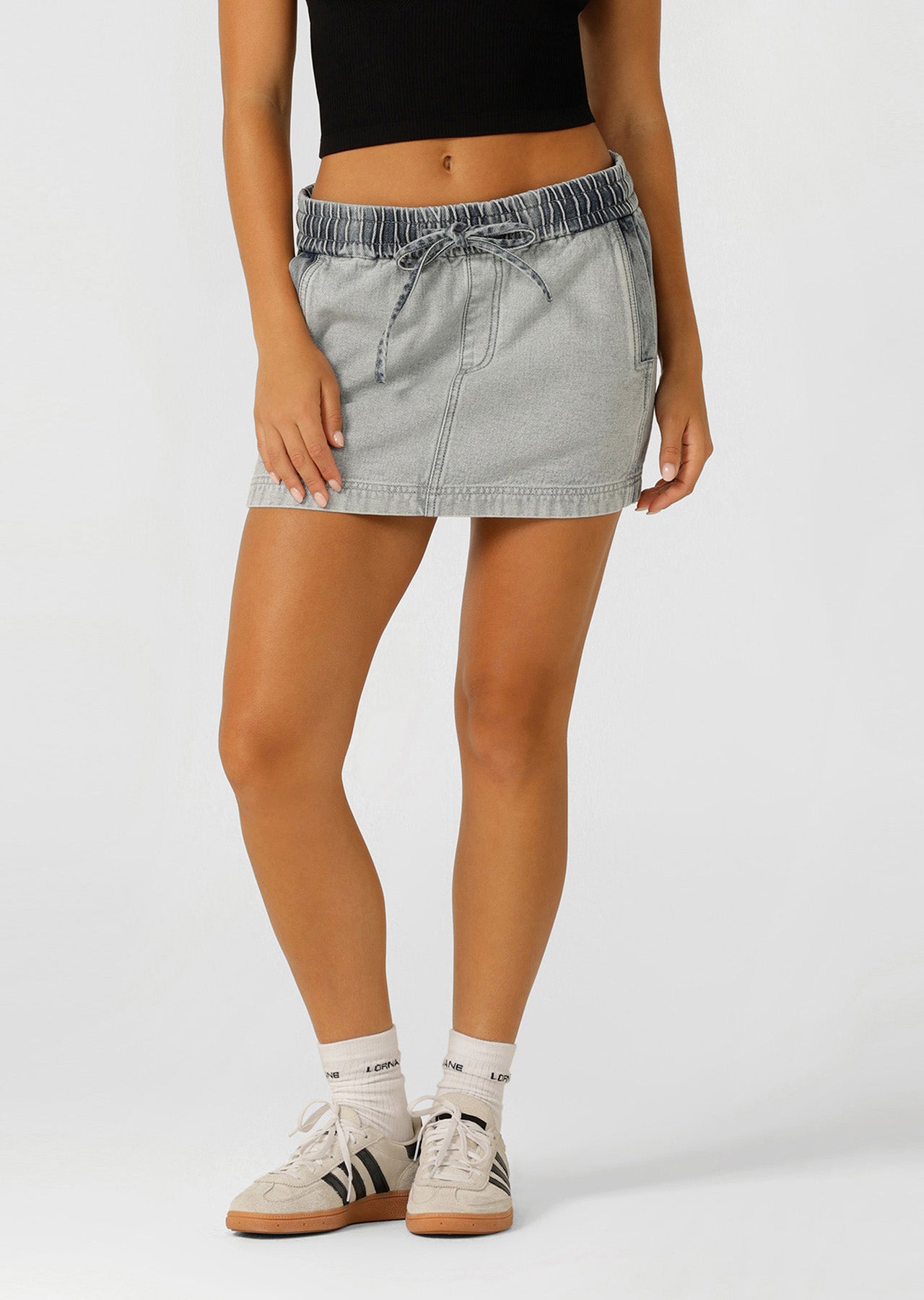 Lorna Jane Two Tone Denim Flashdance Skirt - Washed Denim