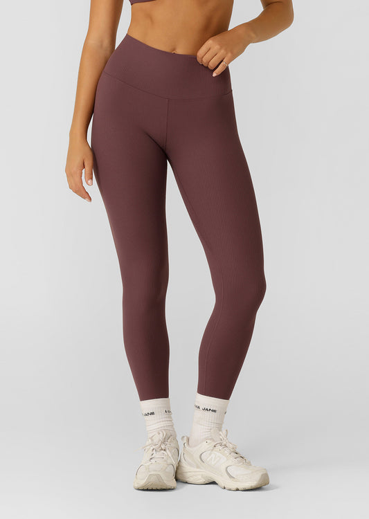 Lorna Jane Irresistible Luxe Rib Full Length Leggings - Amethyst Shadow