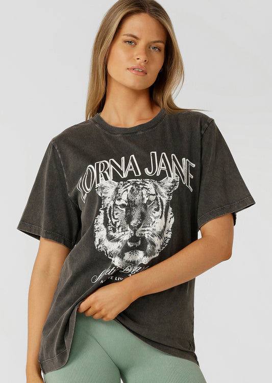 Lorna Jane Find Your Fierce Relaxed T-shirt - Washed Black