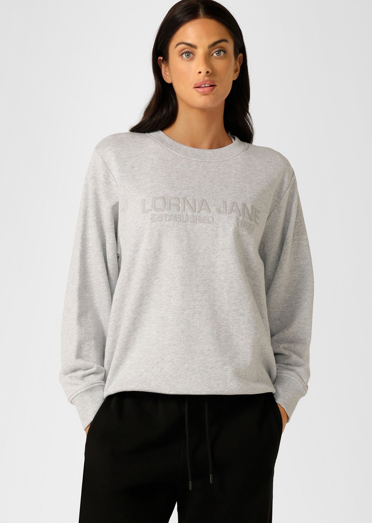 Lorna Jane Iconic Sweat - Light Grey Marl
