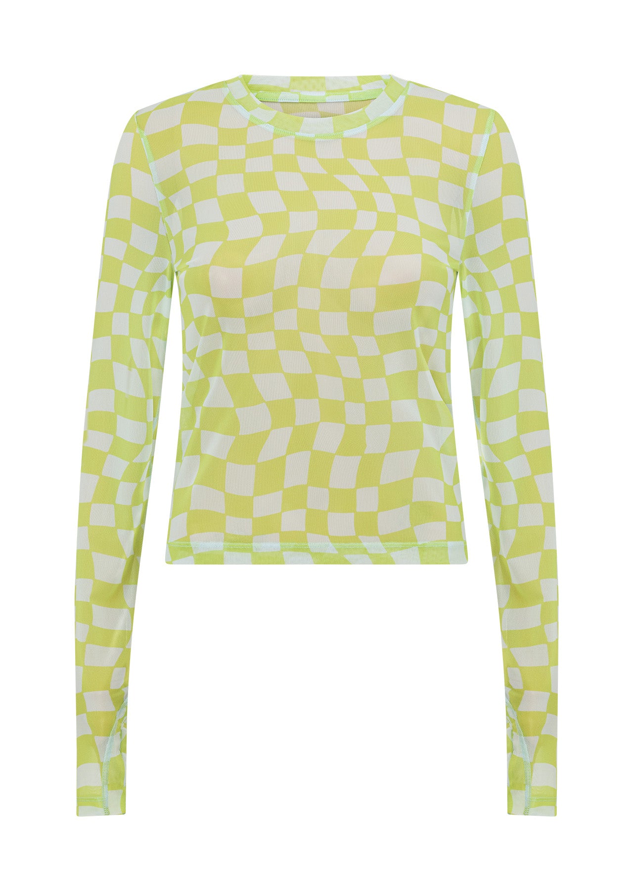 Lorna Jane Naughties Nostalgic Mesh Long Sleeve Top - Swirl Check Print