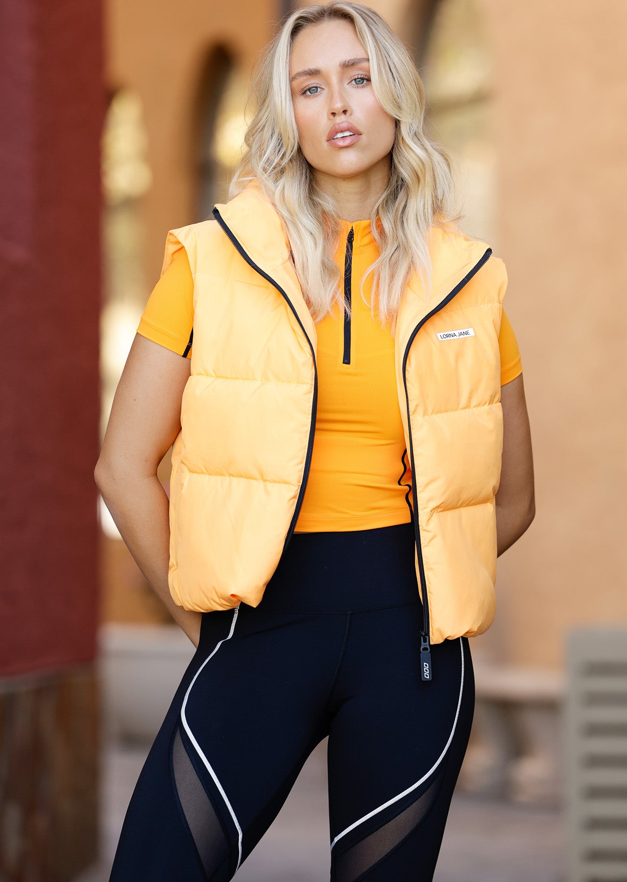 Lorna Jane Motion Puffer Vest - Mango Sorbet