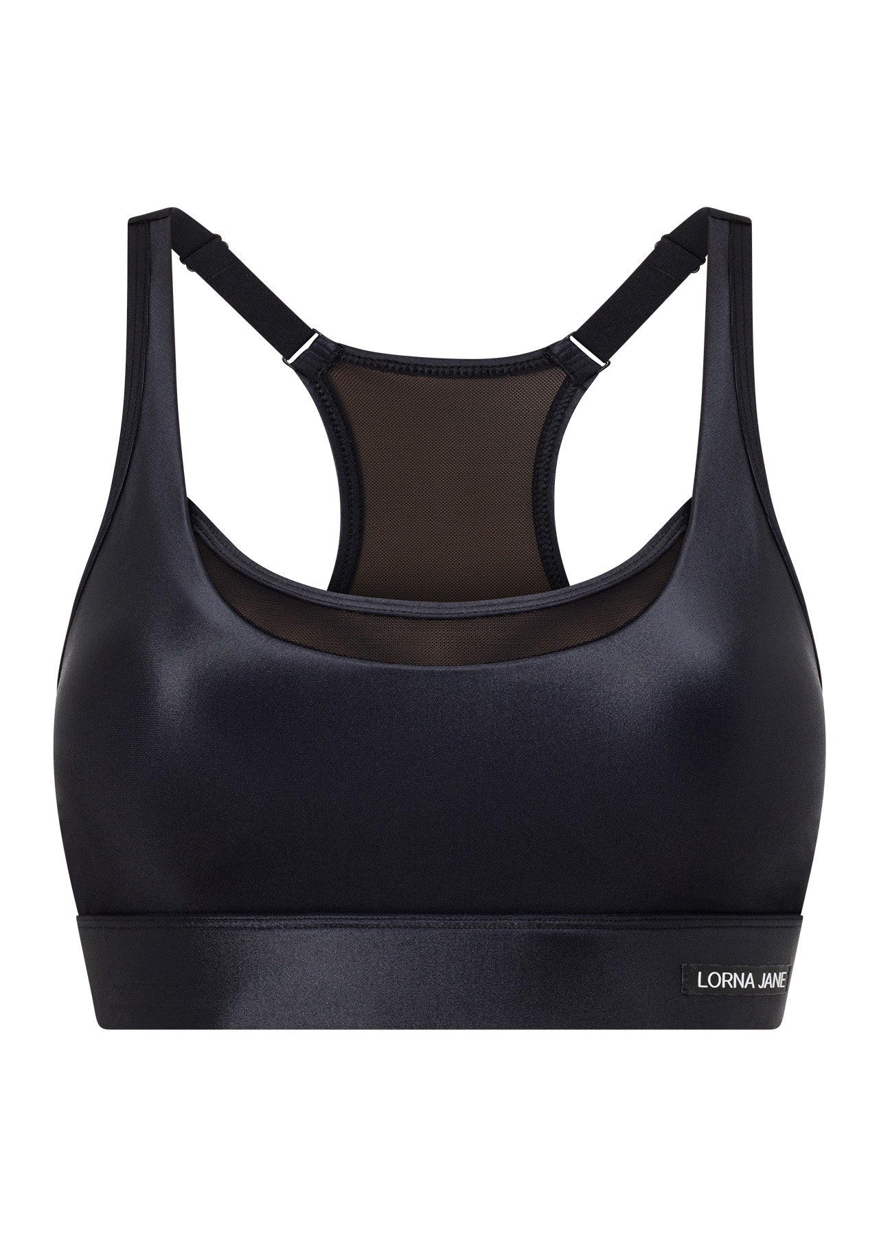 Lorna Jane Full Force Wetlook Sports Bra - Black