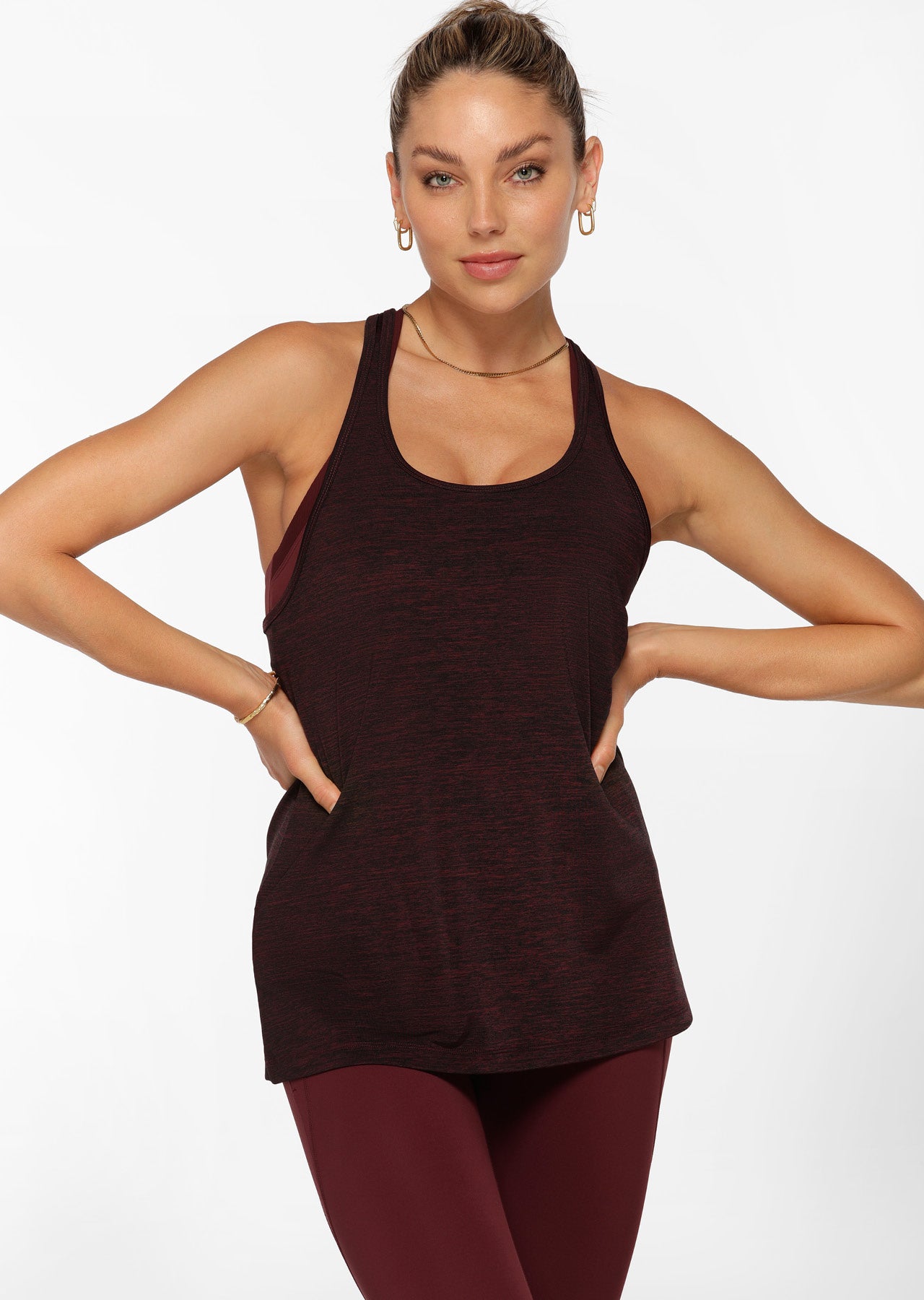 Lorna Jane Trek Invisible Active Tank - Maroon Marle