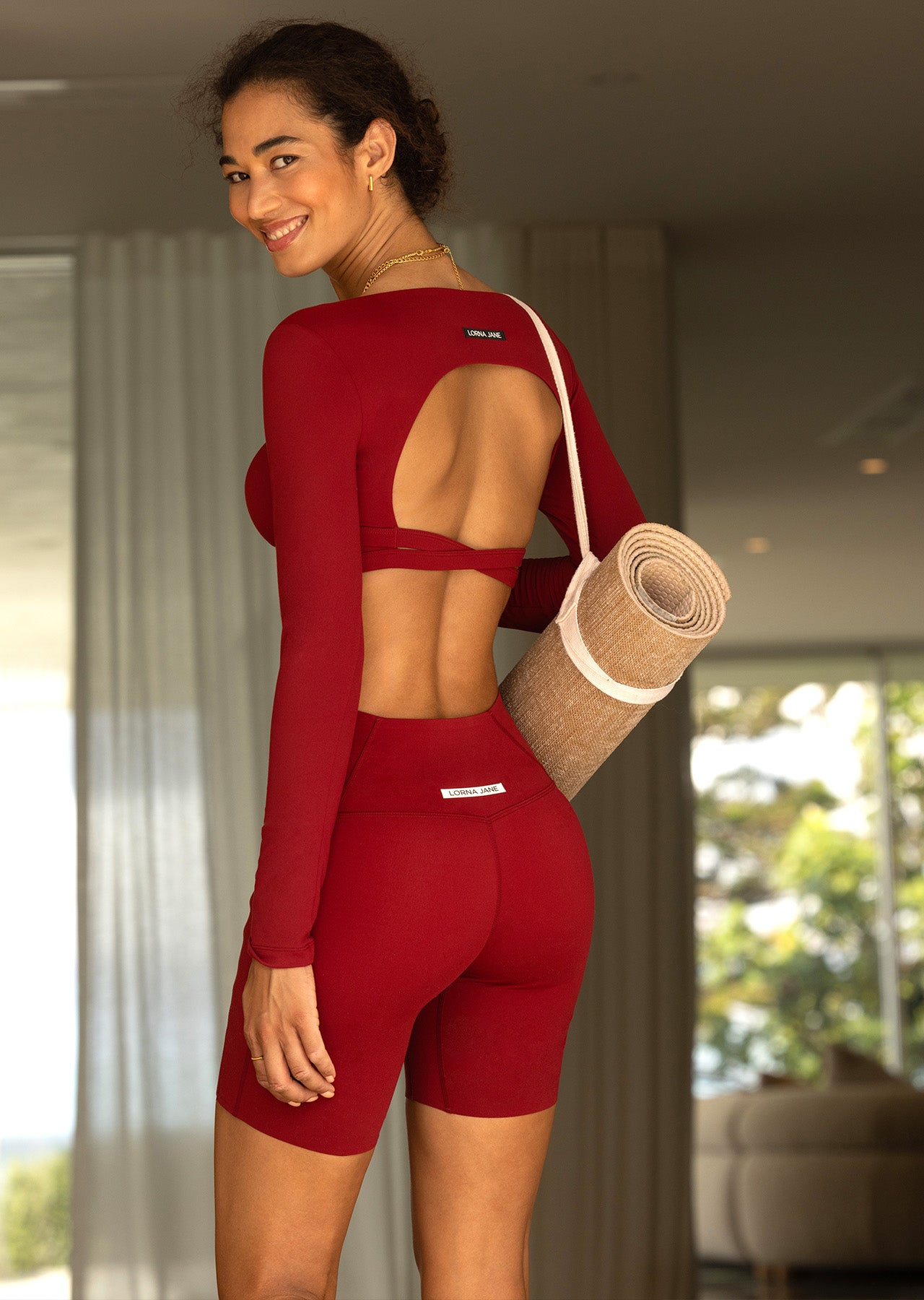 Lorna Jane Everyday Long Sleeve Bra Combo - Cherry