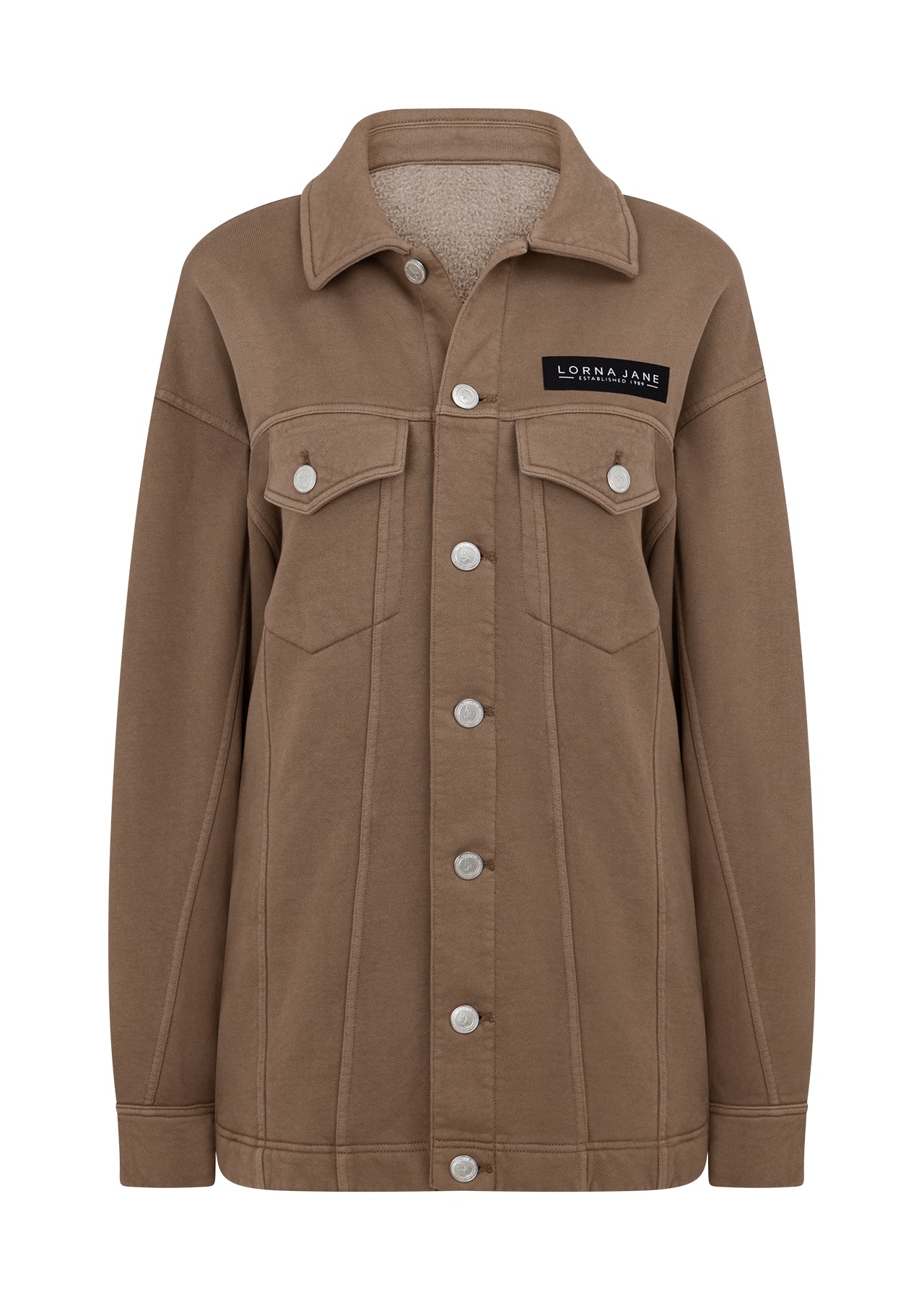 Lorna Jane Daybreak Washed Fleece Shacket - Washed Cedar