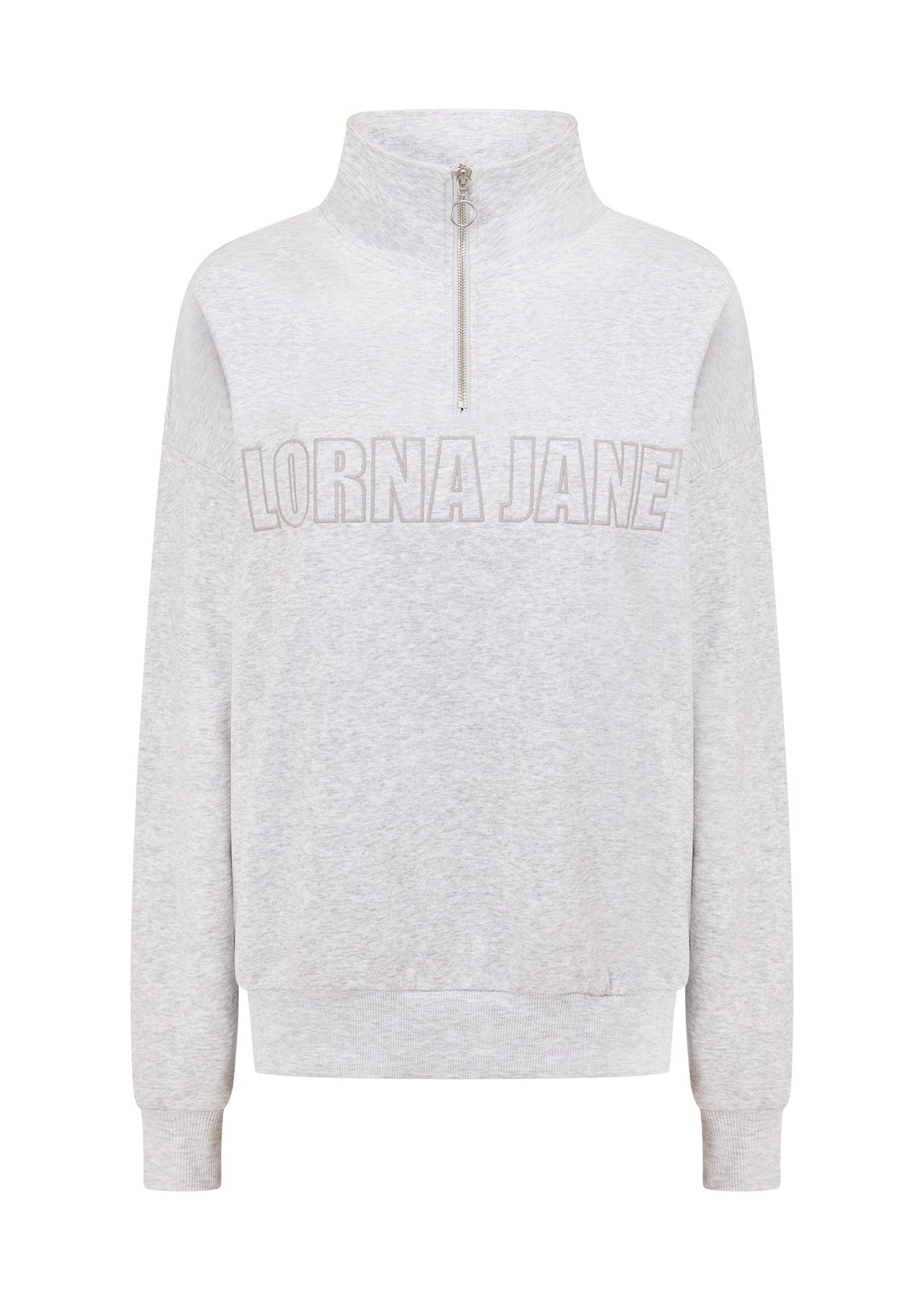 Lorna Jane Iconic Quarter Zip Sweat - Light Grey Marl