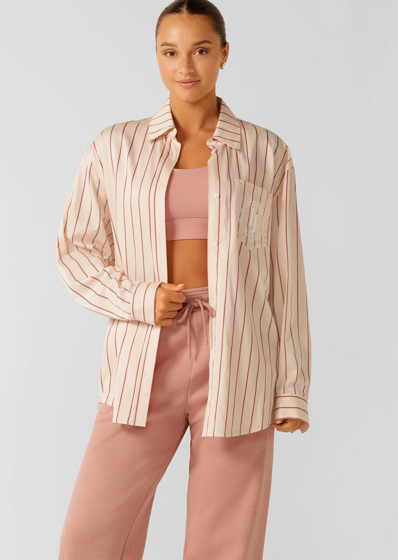 Lorna Jane Horizon Haze Stripe Shirt - Petal