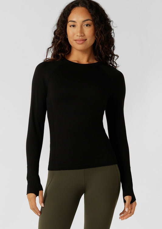 Lorna Jane Tempo Seamless Long Sleeve Top - Black